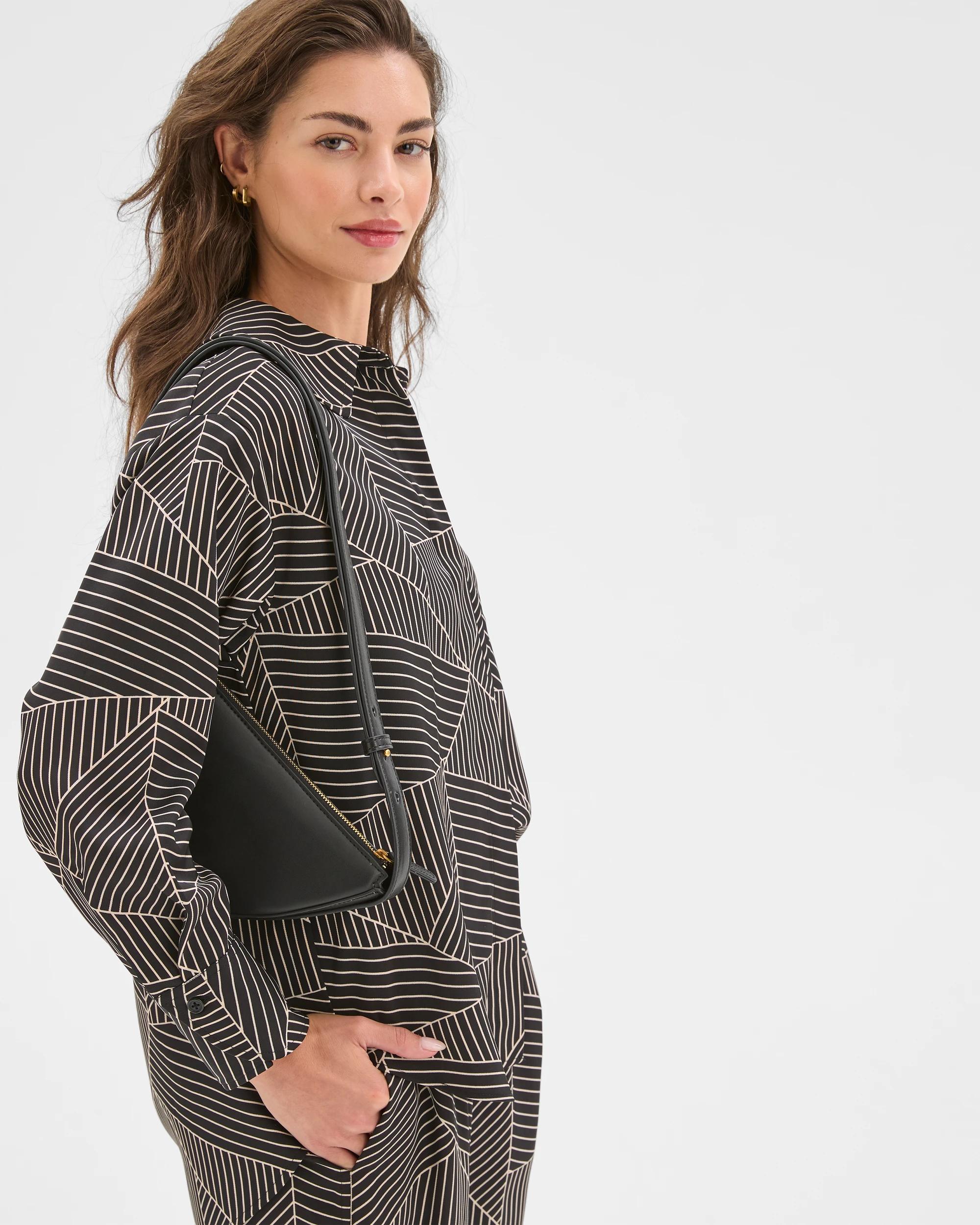 3 Target Petites Petites Concealed Placket Shirt BLACK GEO, 3 of 7