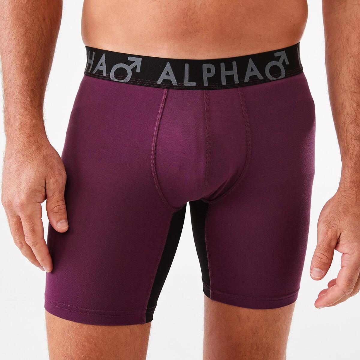 1 Bamboo Mid Length Trunks with Glide Panels Plum, 1 of 5