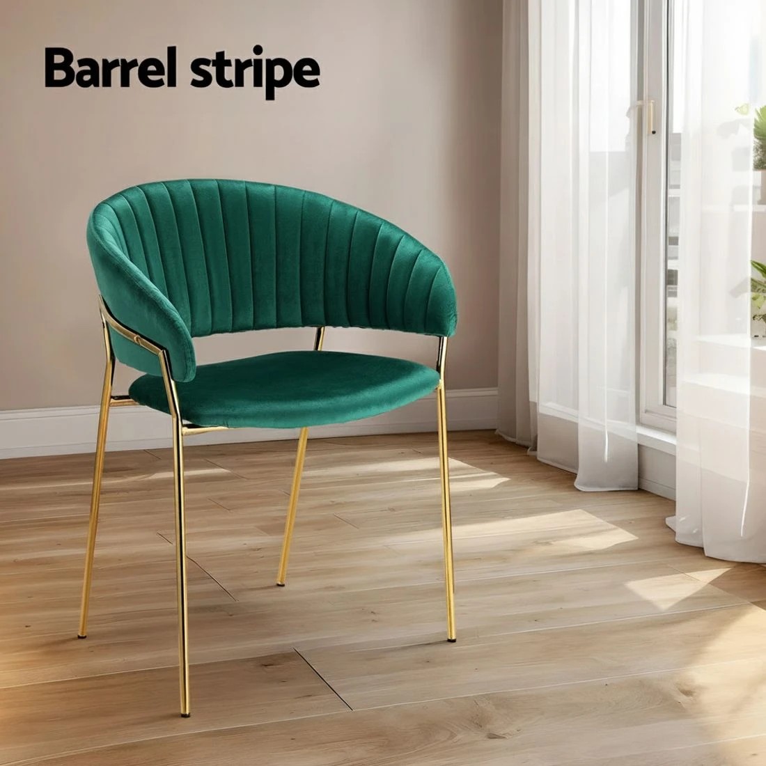 4 Artiss Dining Chairs Set of 2 Velvet Hollow Armchair - Green, 4 of 6