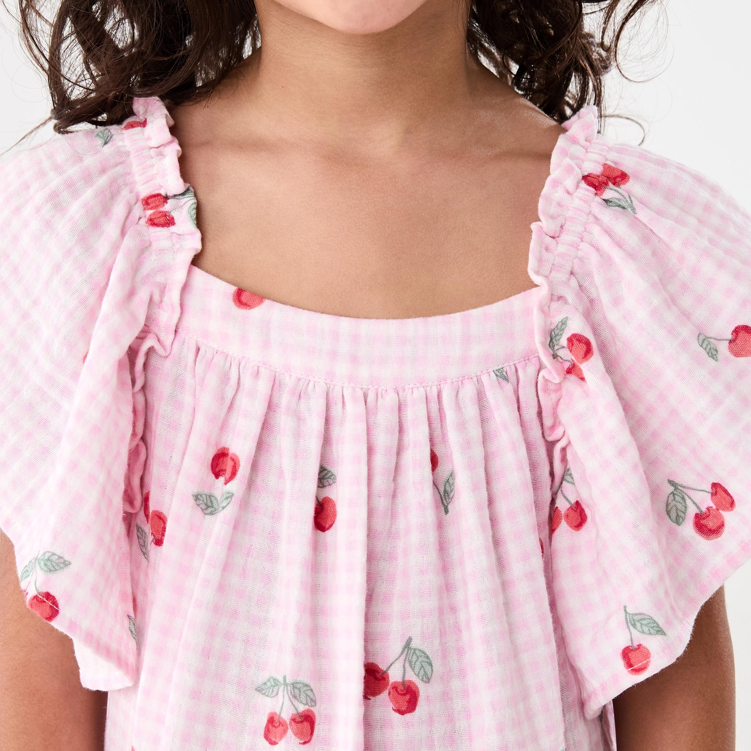 4 Woven Frill Sleeve Dress Pnk Cherry, 4 of 8