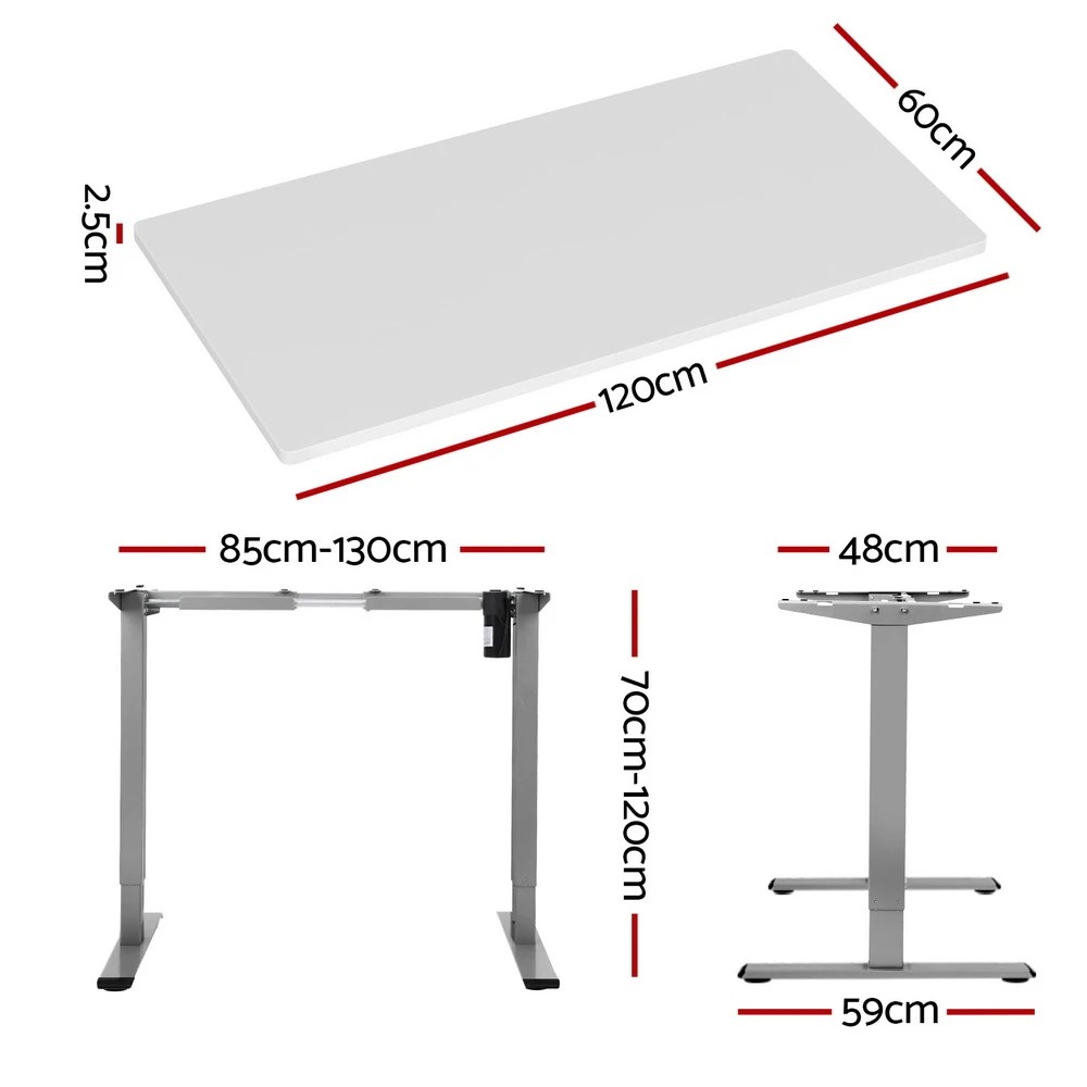 2 Artiss Standing Desk Motorised 120CM - White, 2 of 6