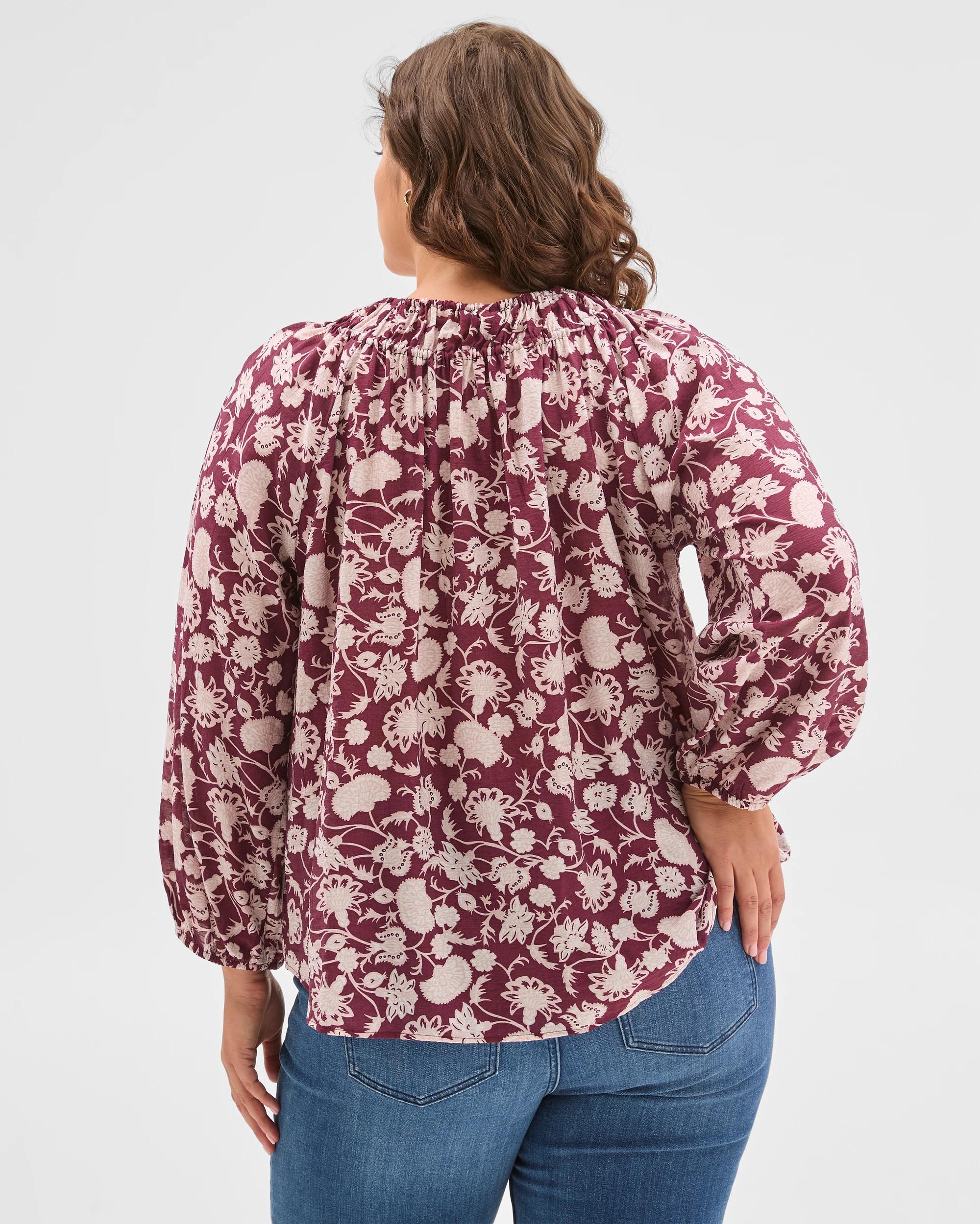 5 Target Curve Plus Size Long Sleeve Neck Detail Blouse PINOT FLORAL, 5 of 6
