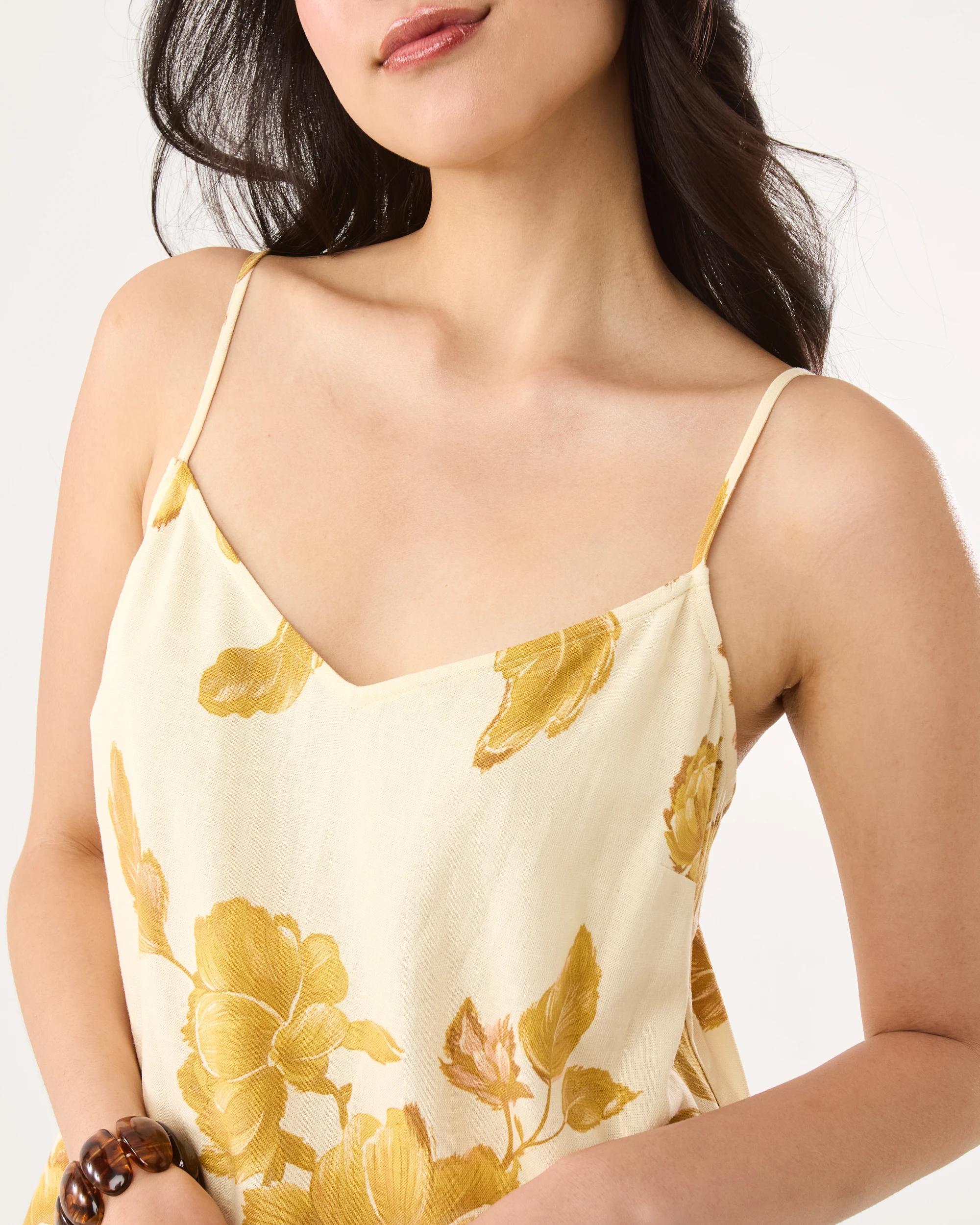 5 Sleeveless V-Neck Linen Blend Midi Dress Boho Flral, 5 of 6