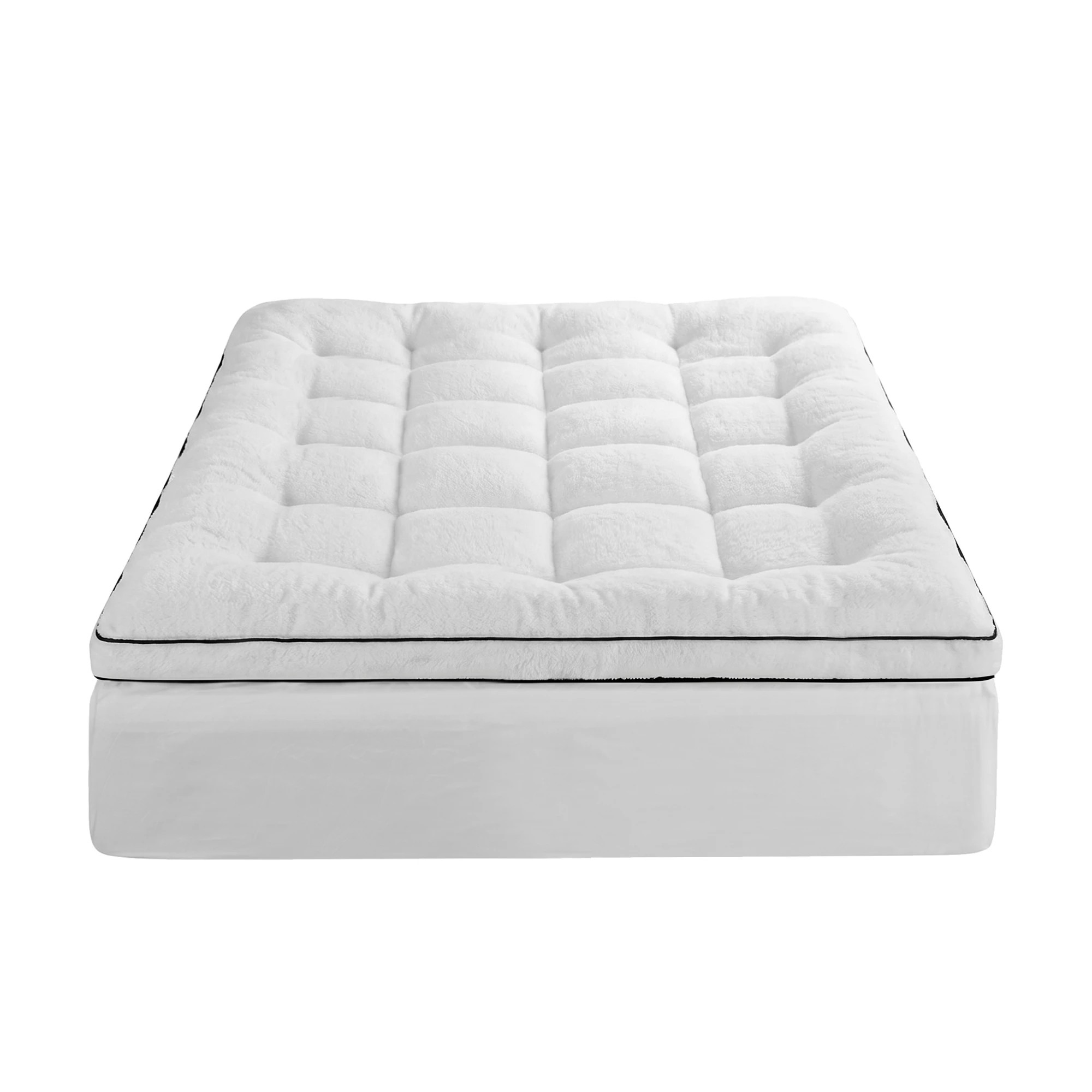 3 Giselle Bedding Double Mattress Topper 5cm Coral Fleece - Double Bed - White, 3 of 9