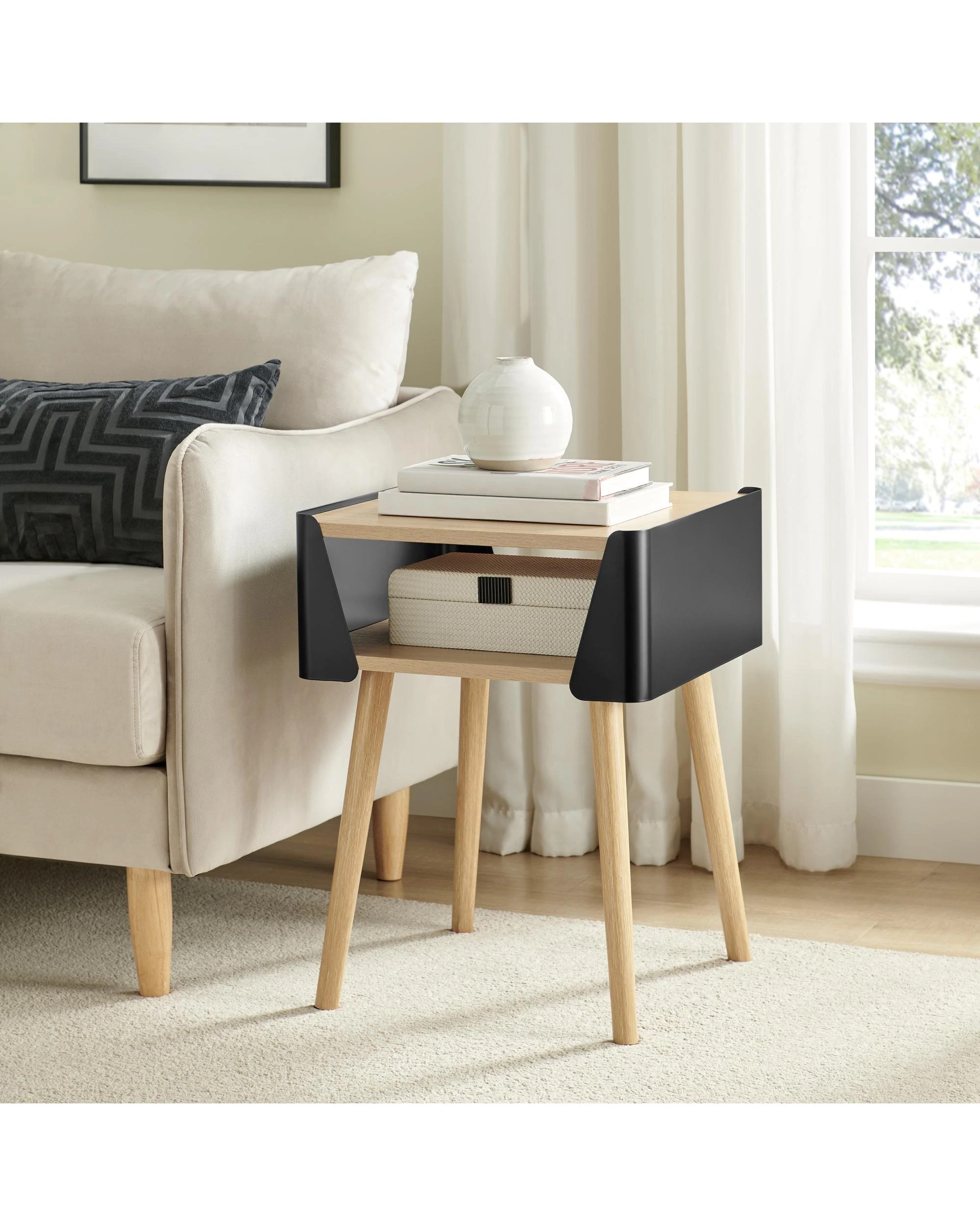 3 Kodu Side Table Bedside Shelf Square - Black, 3 of 9