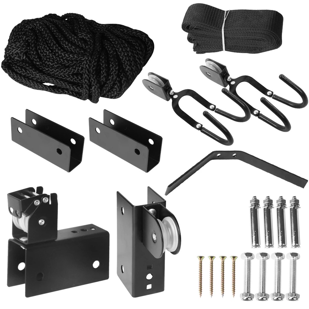 2 Monvelo Bike Lift Pulley System Ceiling Hook Garage Storage Rack, 2 of 7