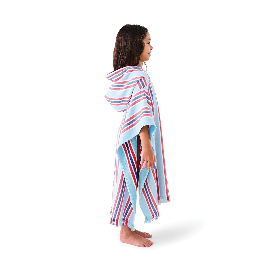 3 Kids Hooded Turkish Beach Towel - Red and Blue, 3 of 9