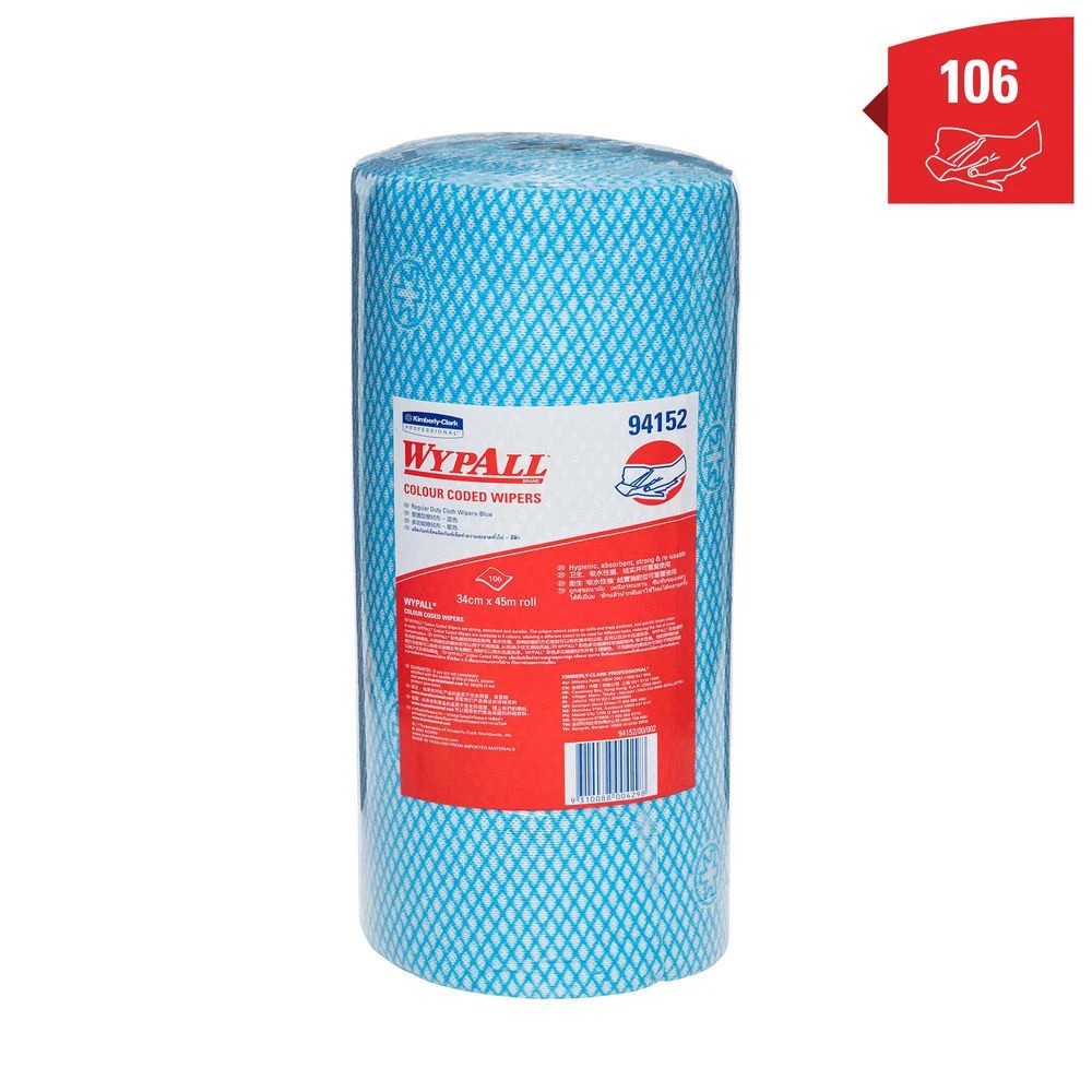 5 WyPall Blue Colour Coded Wiper Roll 106 Wipers 6 Pack, 5 of 6