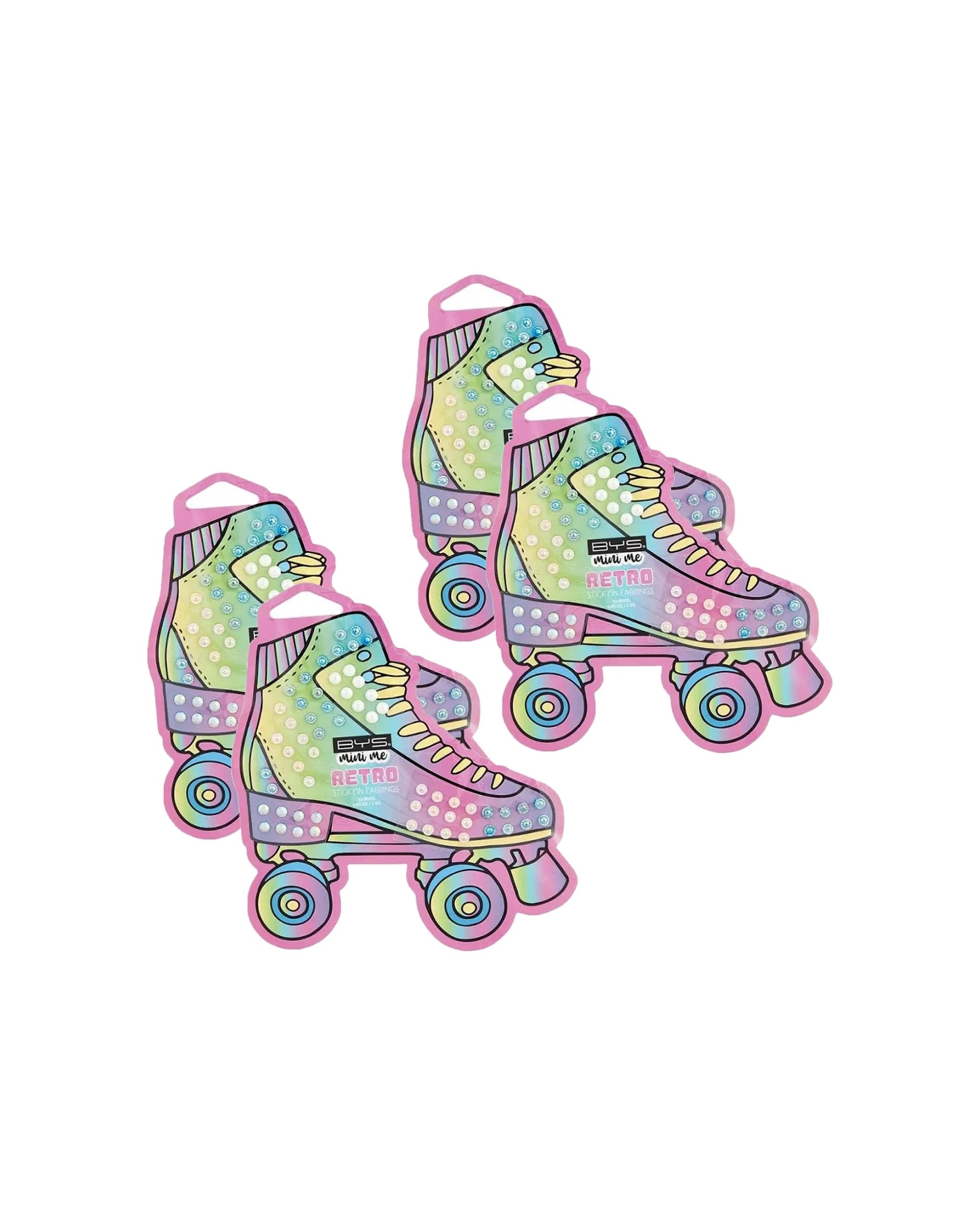 1 BYS 4x 60pcs Mini Me Kids Stick On Earrings Roller Retro - Multi, 1 of 3