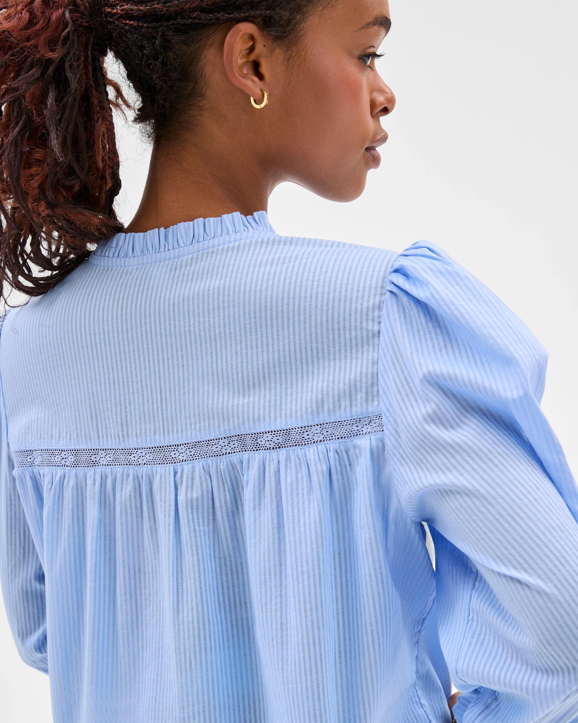 7 Target Petites Long Sleeve Broderie Blouse SUMMER BLUE STRIPE, 7 of 7