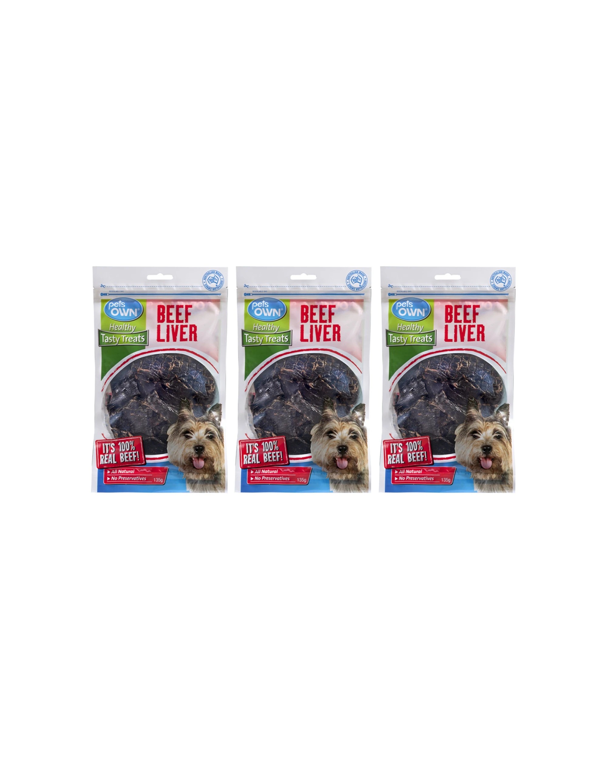 1 Pets Own Healthy Tasty Beef Liver Dog Treats 3 Pack 135g - Brown, 1 of 1