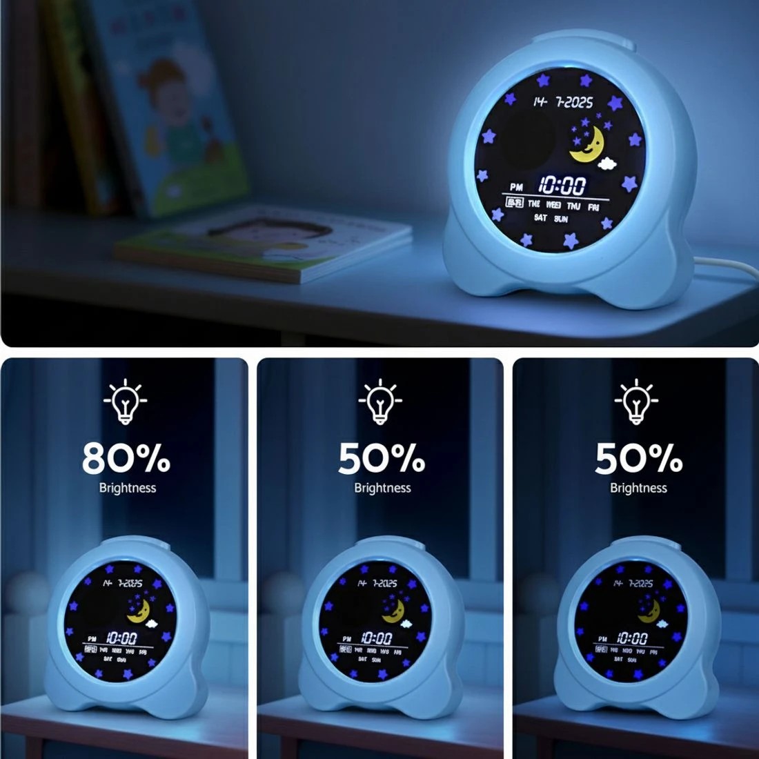 6 Artiss 3.8" Digital Day Clock Calendar Alarm LCD Display - Blue, 6 of 8