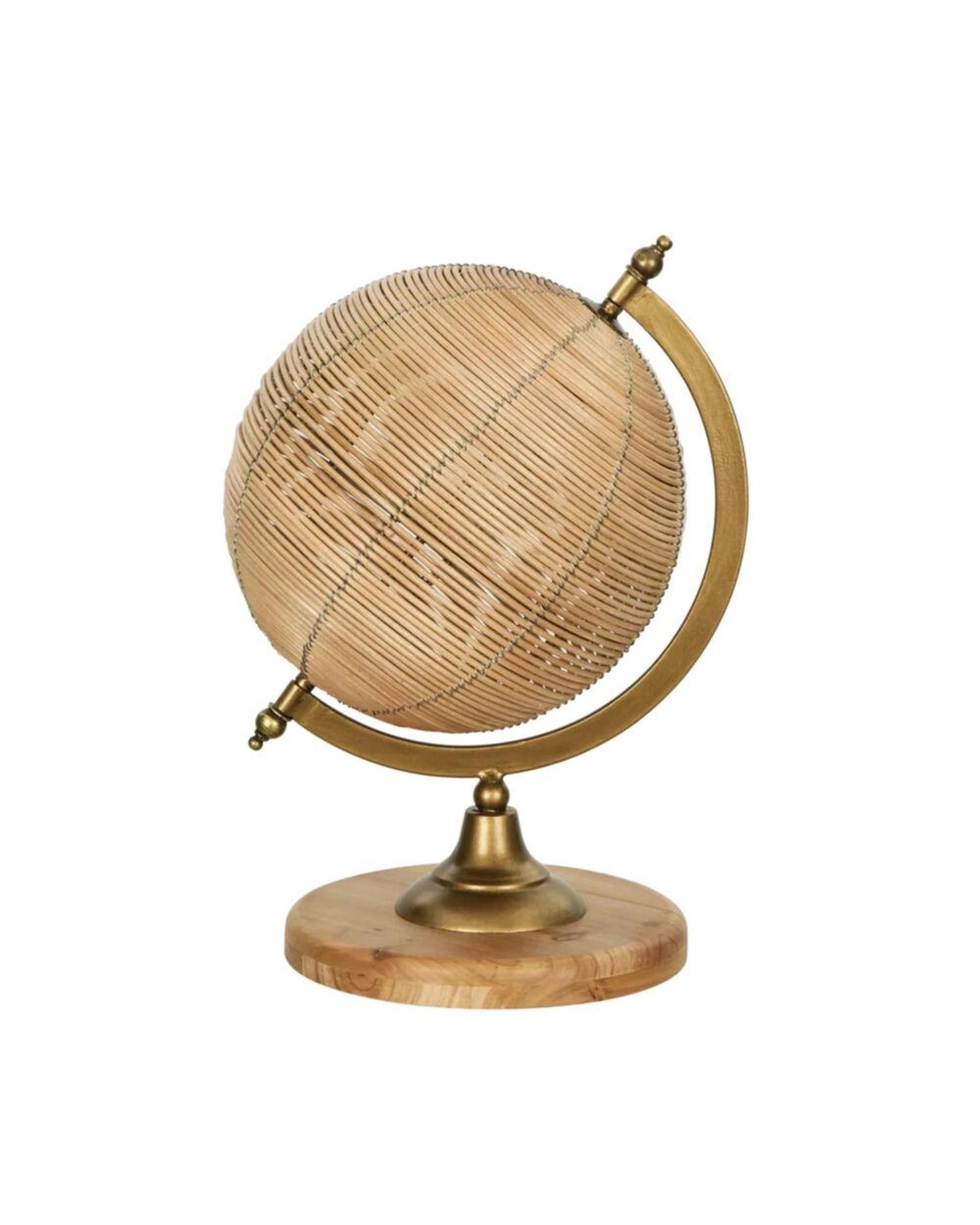 1 Society Home Sterling Rattan World Globe Wooden Base 21x33cm, 1 of 1