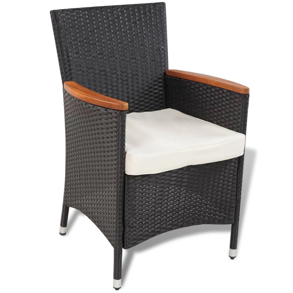 2 vidaXL 9 Piece Outdoor Dining Set With Cushions Poly Rattan - Black, 2 of 6