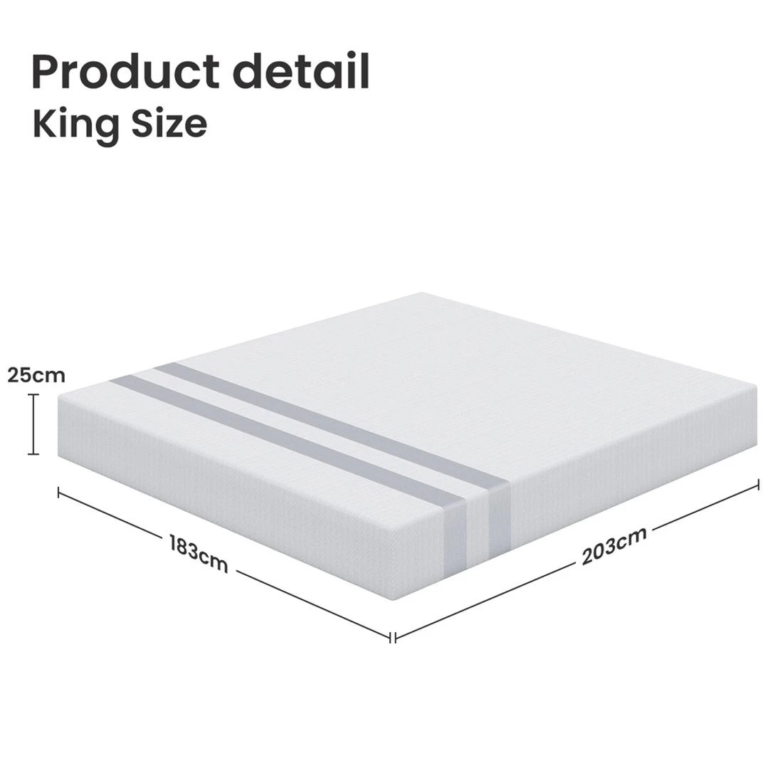 3 BedStory King Memory Foam Mattress 25cm Cooling Gel Foam Mattress in a Box Medium Feel - King Bed - White, 3 of 6