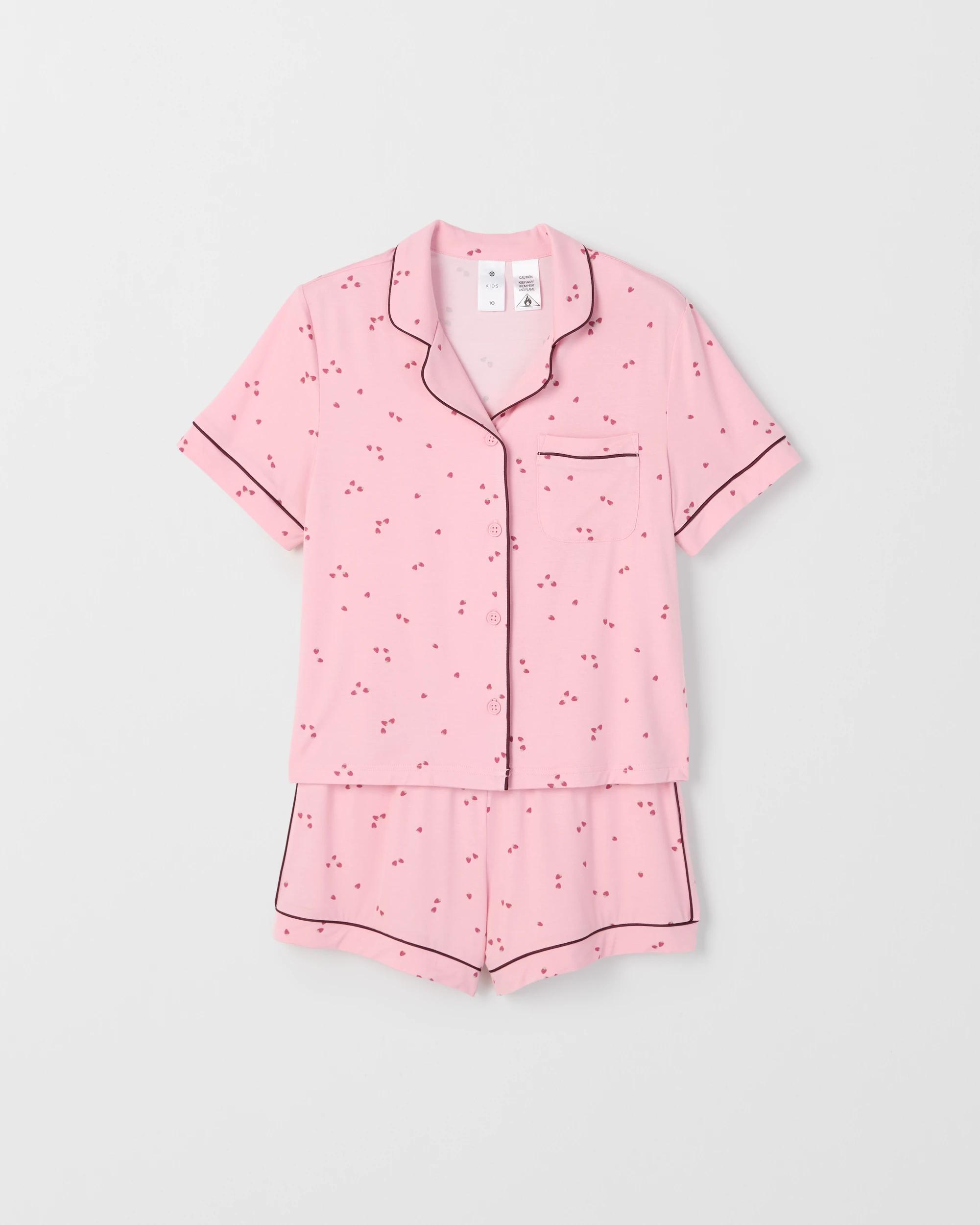 5 Target Kids Older Girls Bamboo Button Through Pyjama Set PINK STRAWBERRY, 5 of 7