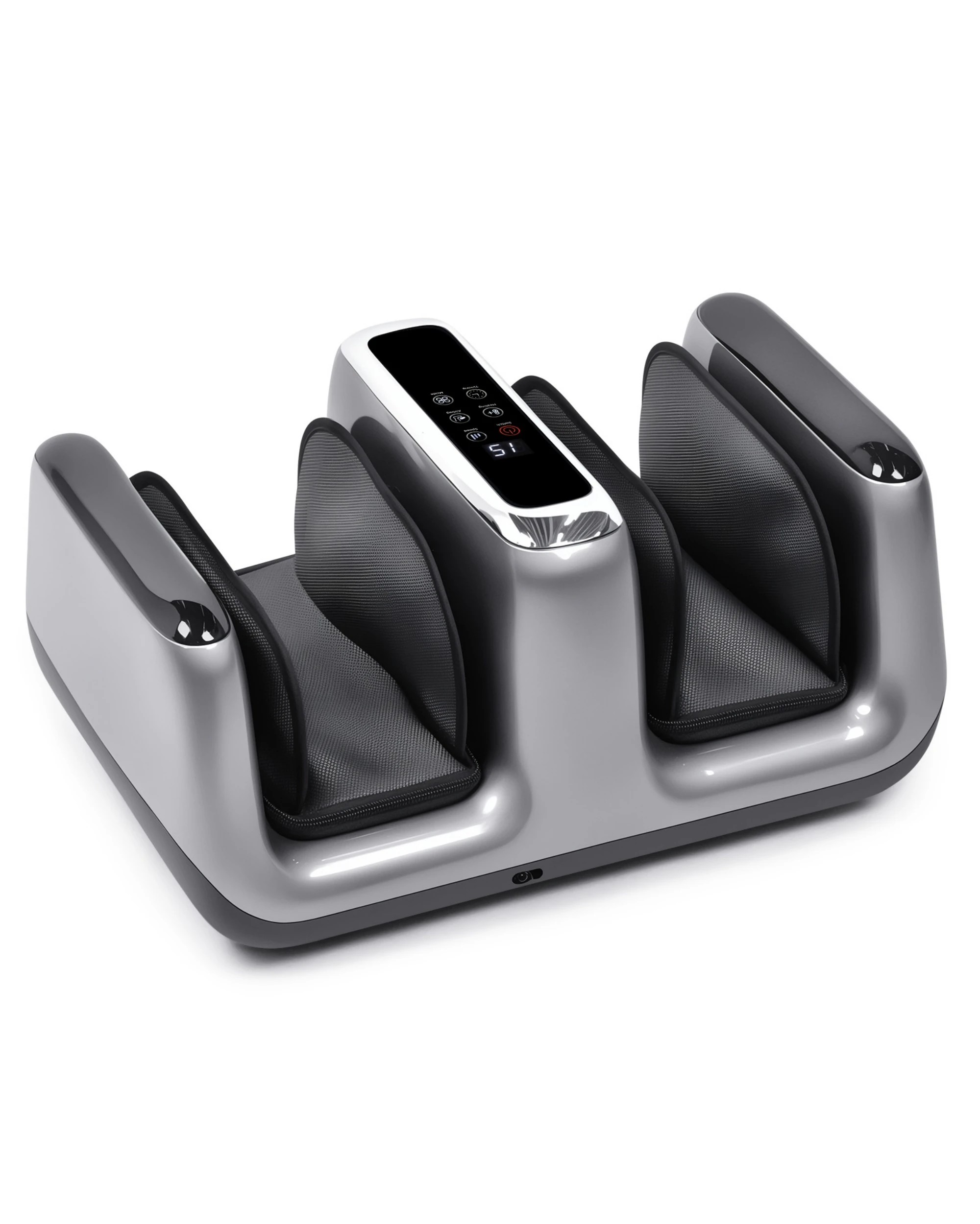 1 Adwin Foot Massager with Heat, Deep Kneading Rollers - Silver, 1 of 8