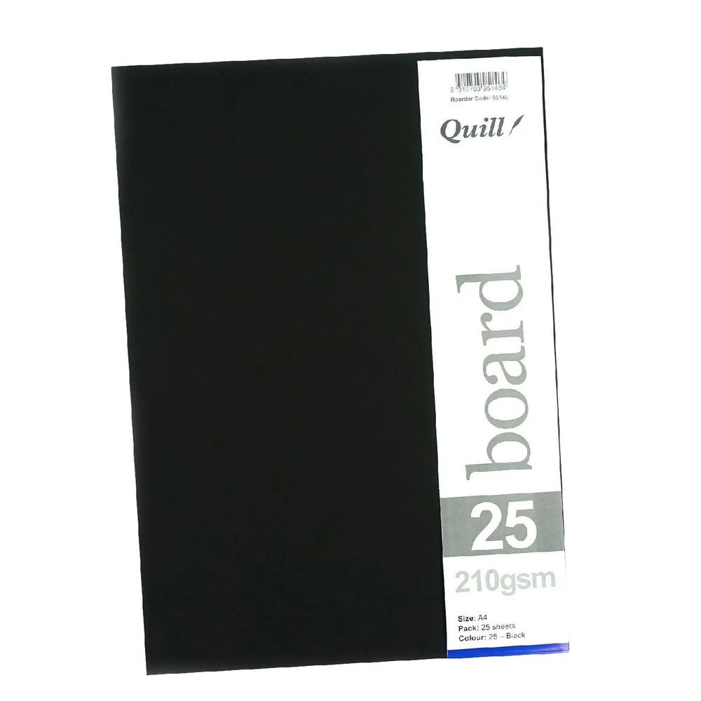 4 Quill A4 210gsm Board Black 25 Pack, 4 of 4