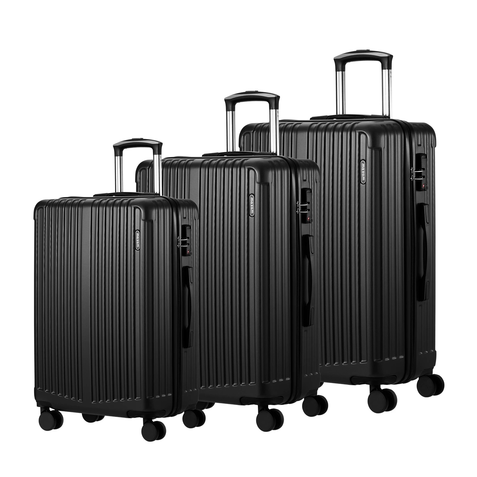 1 Mazam 3PCS Luggage Suitcase Trolley Set TSA Lock Hard Case - Black, 1 of 9