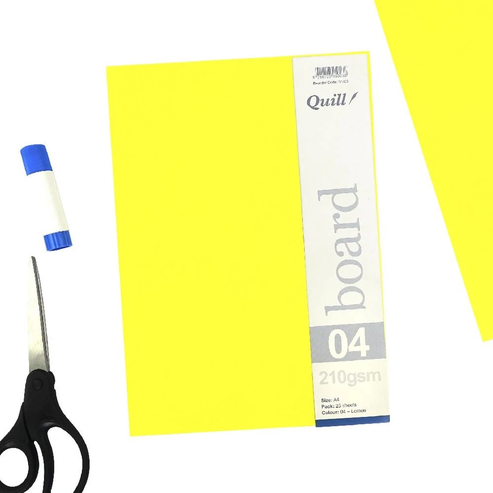 4 Quill A4 210gsm Board Lemon 25 Pack, 4 of 4
