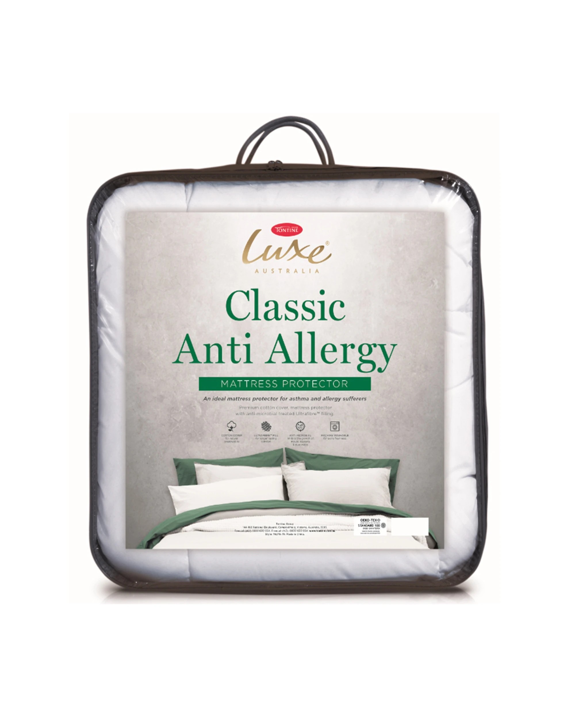 1 Tontine Luxe Classic Anti Allergy Mattress Protector 138 x 188cm - White, 1 of 4