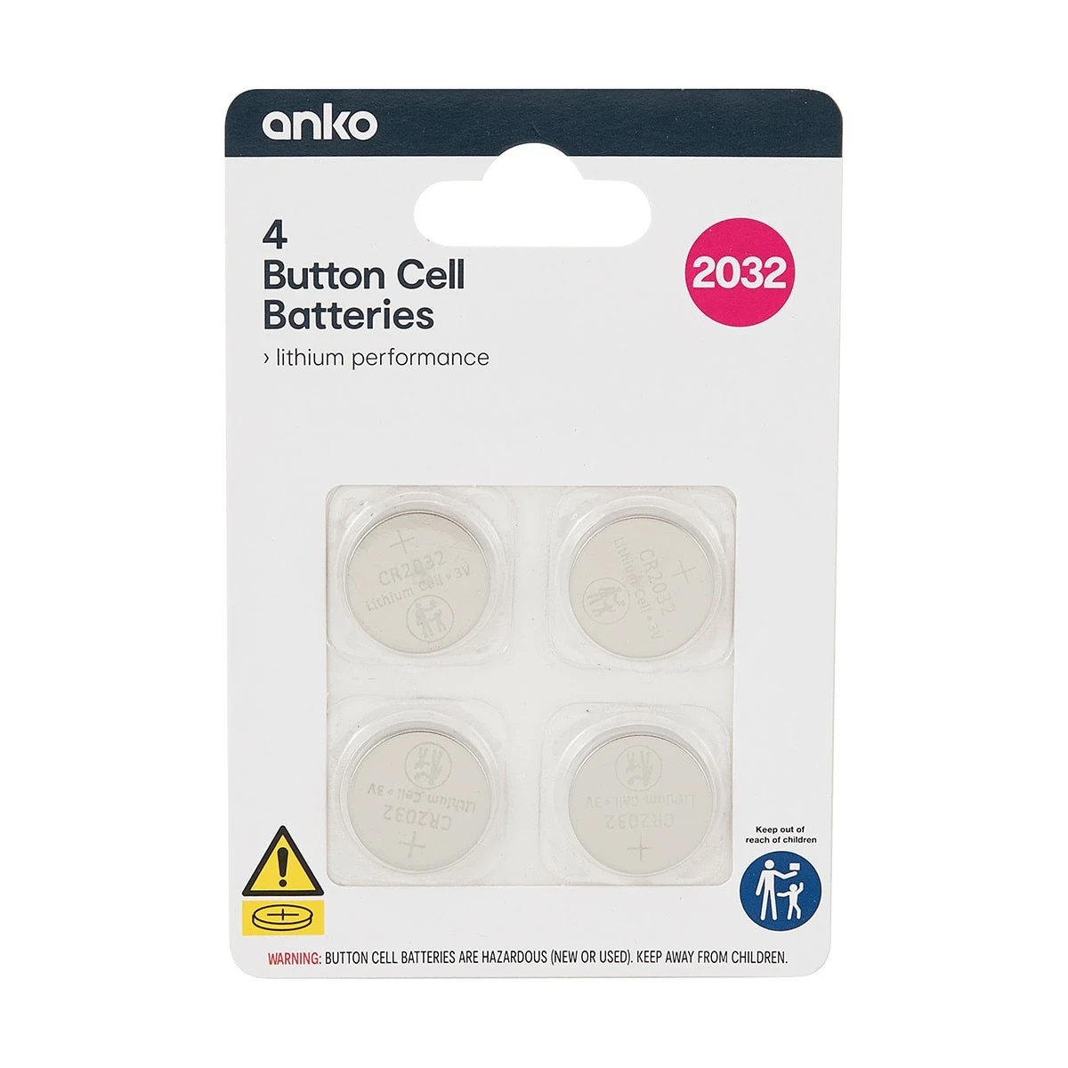 1 4 Pack Button Cell Batteries - CR2032, 1 of 9