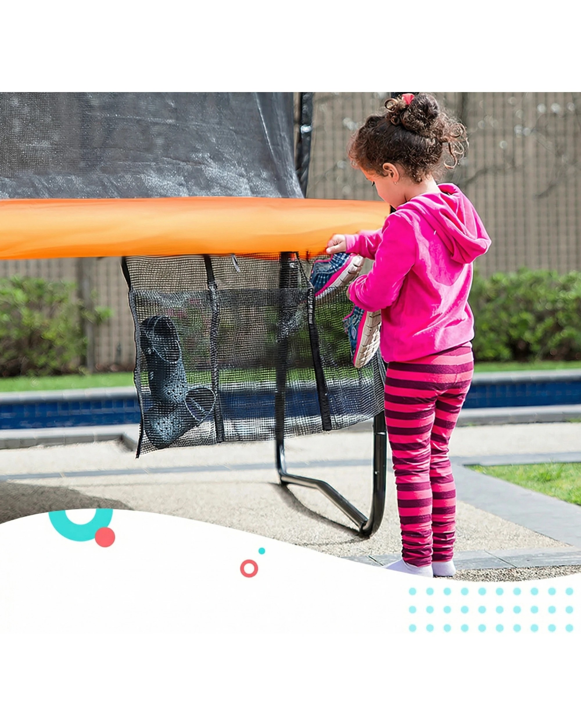 3 Kahuna 16ft Trampoline with Basketball Set and Roof in Orange, 3 of 9
