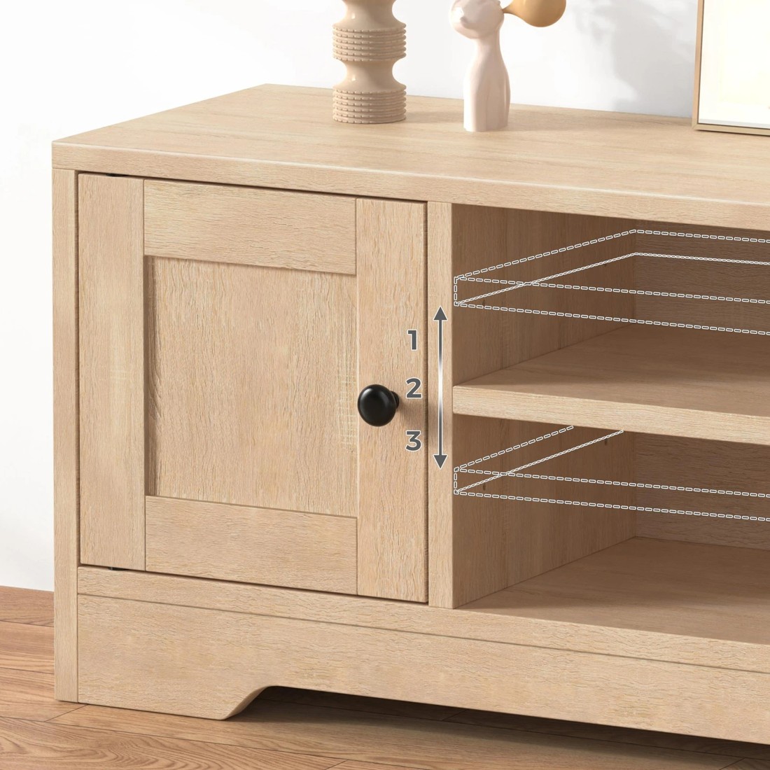 7 Alfordson TV Cabinet Entertainment Unit Stand 120cm Hamptons Storage - Wood, 7 of 10