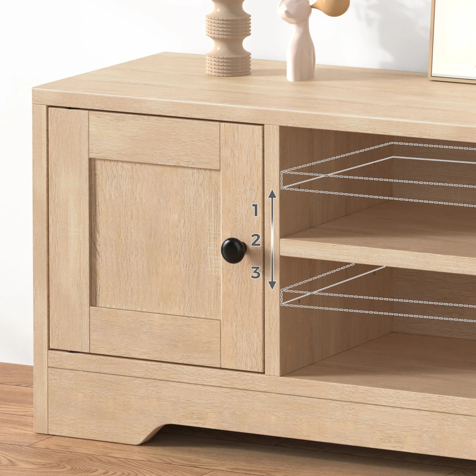 7 Alfordson TV Cabinet Entertainment Unit Stand 120cm Hamptons Storage - Wood, 7 of 10
