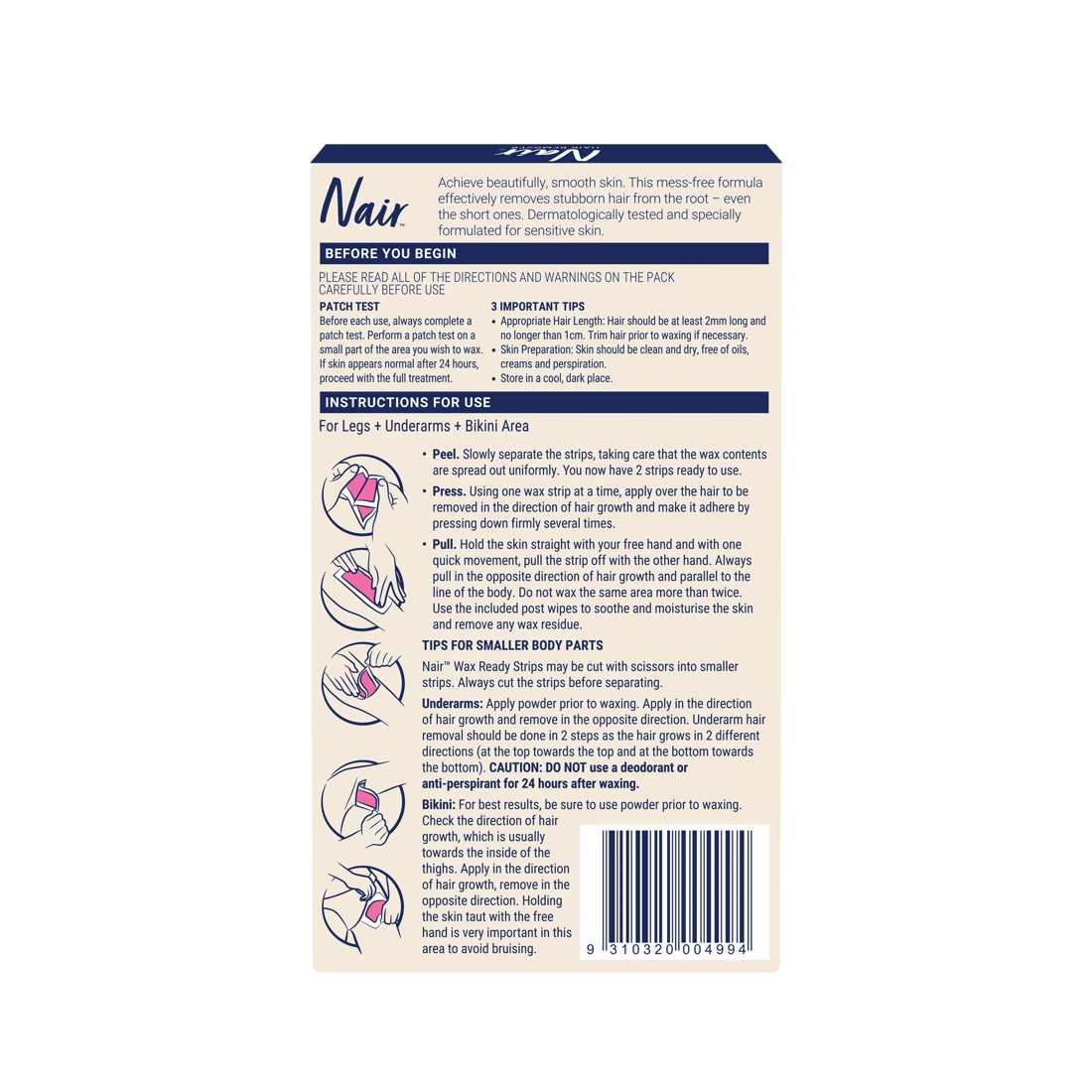 2 40 Pack Nair Large Wax Strips Sensitive Formula, 2 of 10