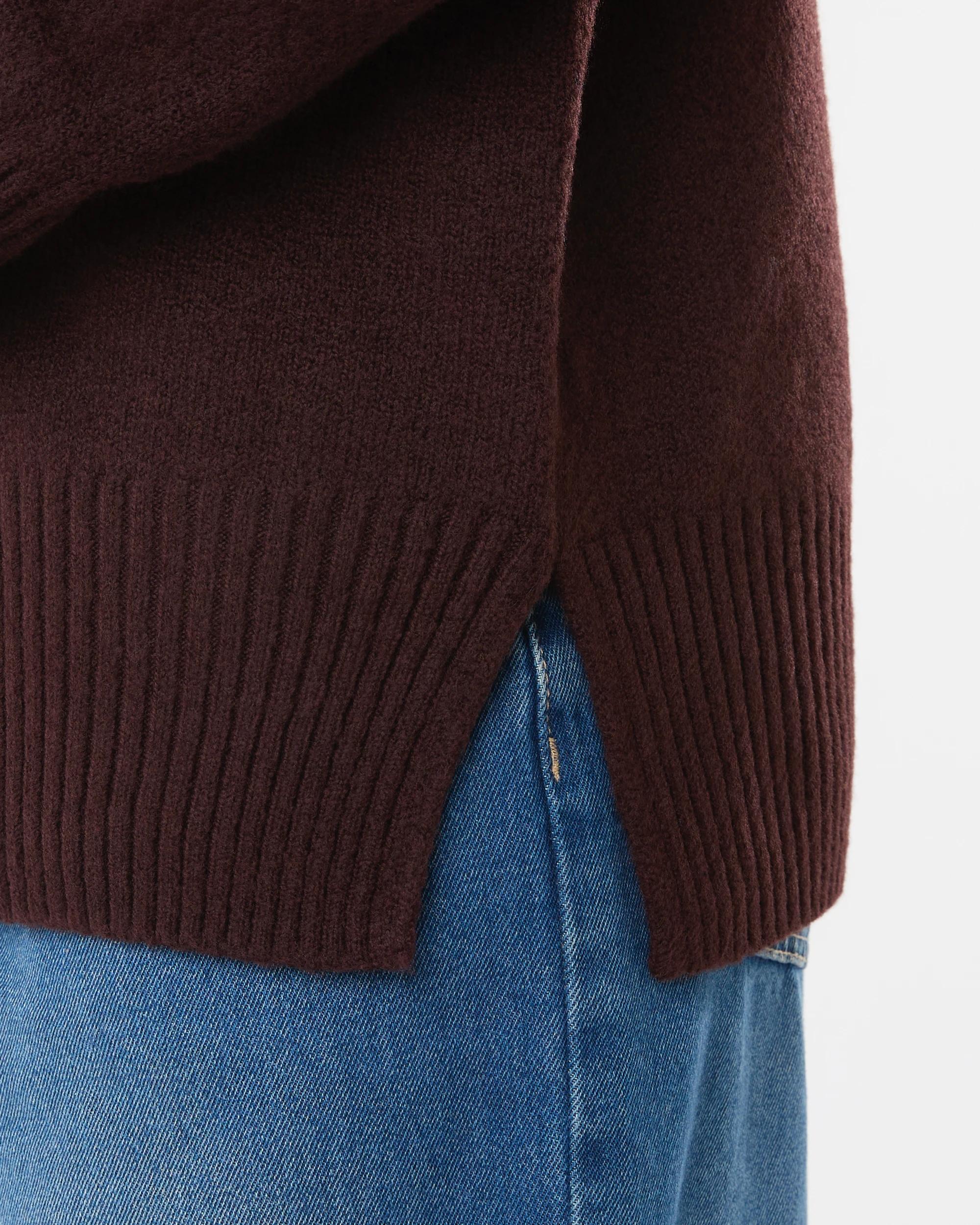 6 Funnel Split Hem Jumper Choc Plum, 6 of 6