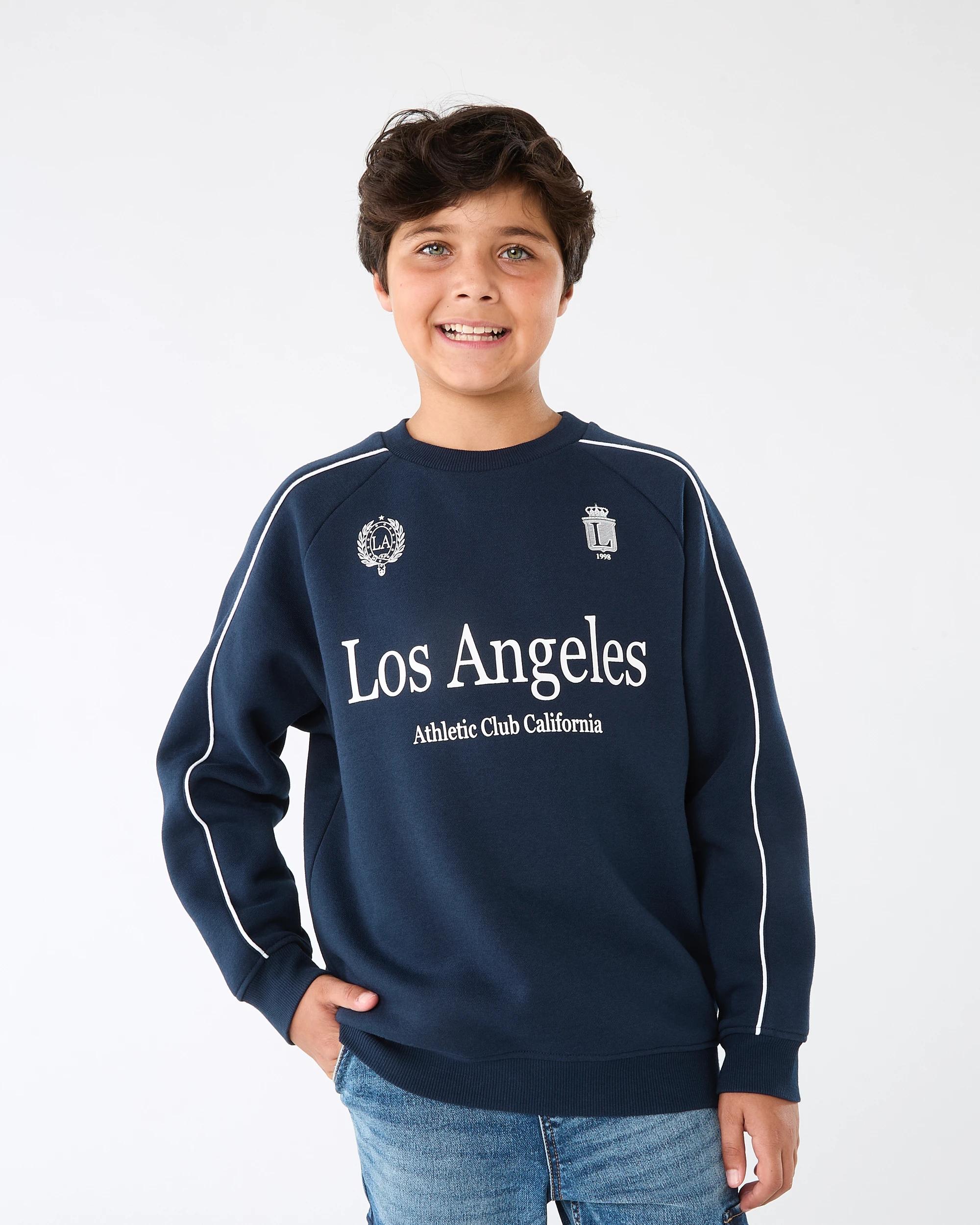 1 Oversized Pipe Detail Crew Neck Sweatshirt Nvy Varsit, 1 of 7