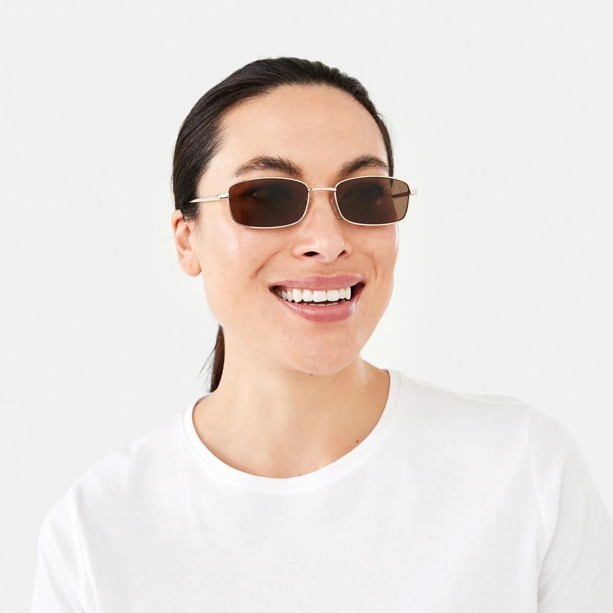 5 Rectangle Metal Sunglasses Gold, 5 of 6