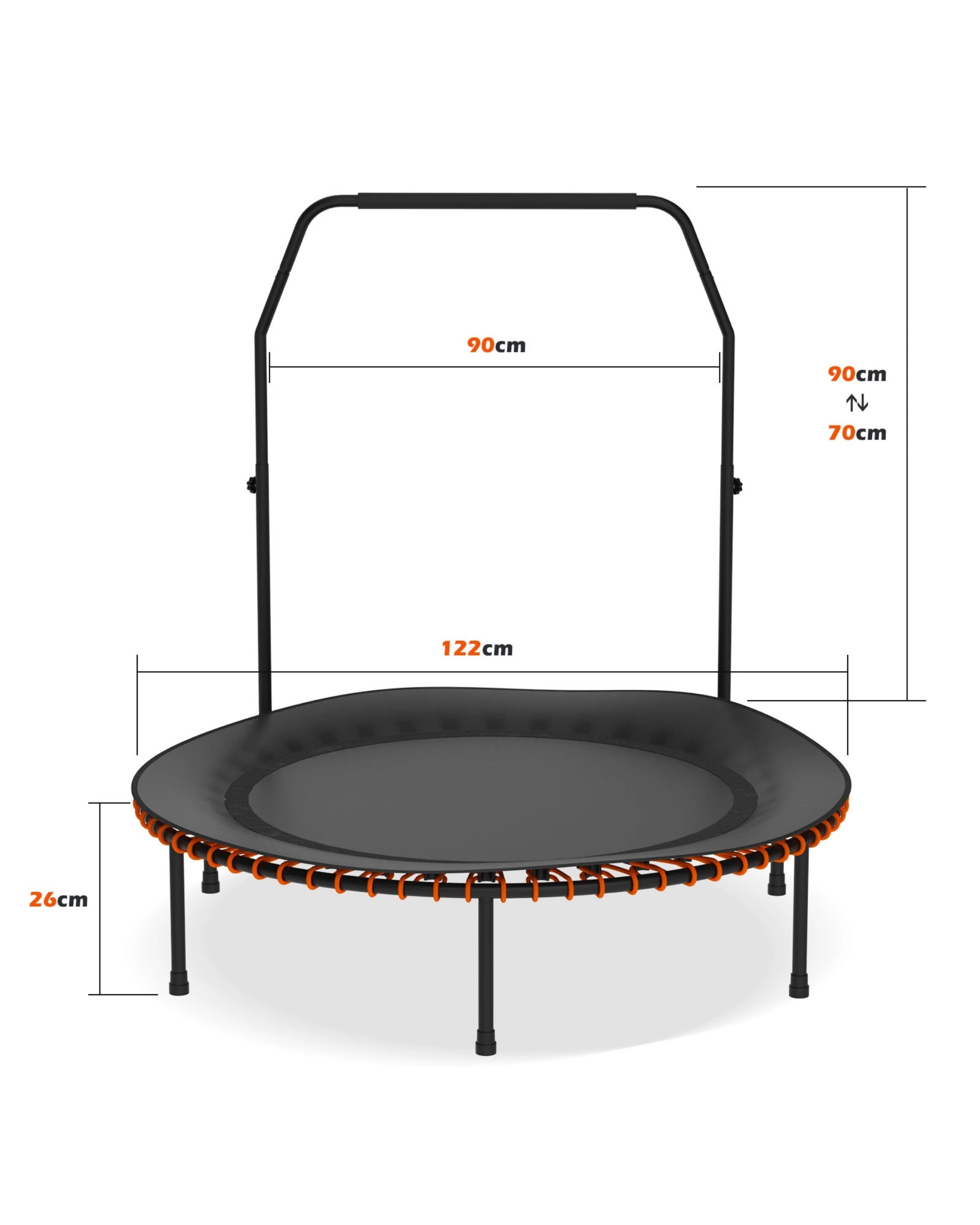 7 Advwin 48" Mini Fitness Trampoline Rebounder with Adjustable Foam Handle, 7 of 7