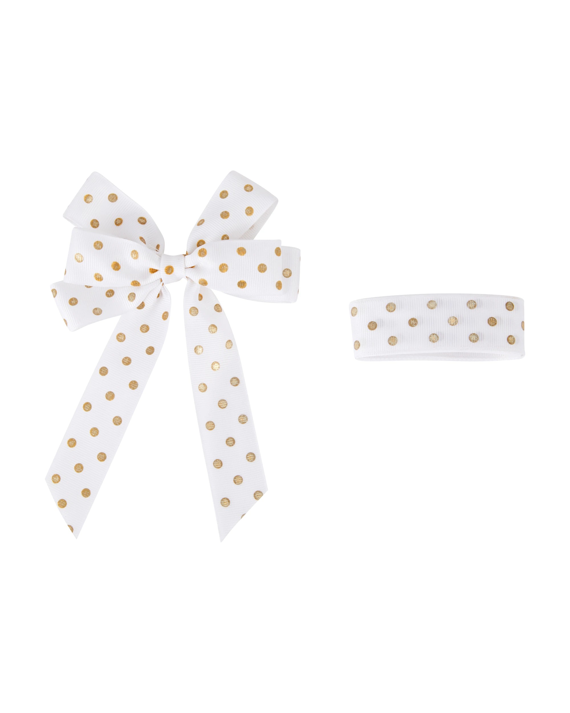 2 2 Piece Fabric Bow and Ribbon Set - Gold Dot, 2 of 4