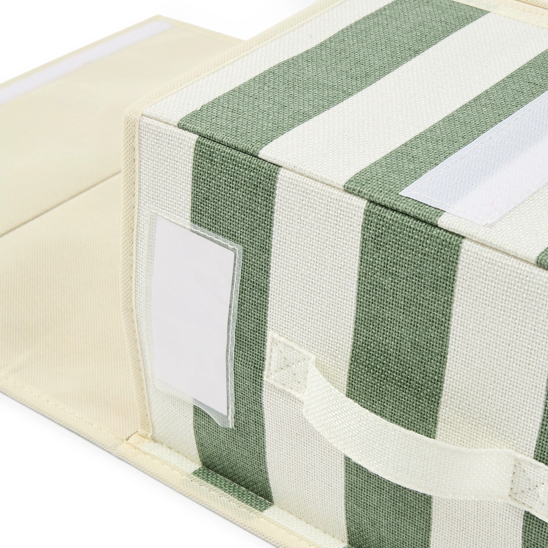 9 Linen Look Bed Linen Box - Large, Green Stripe, 9 of 10