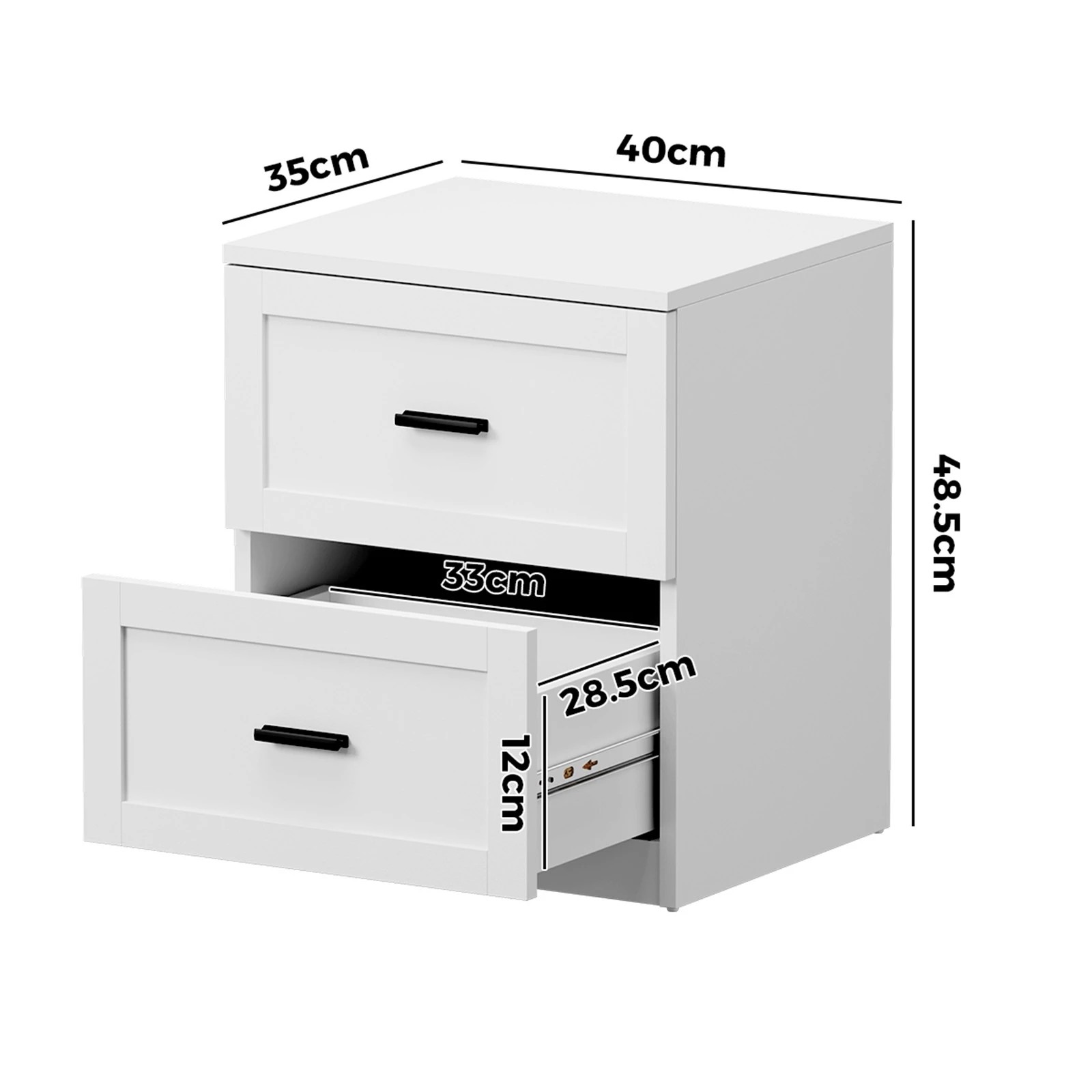 2 Oikiture Bedside Table 2 Drawers Nightstand Cabinet End Table - White, 2 of 8