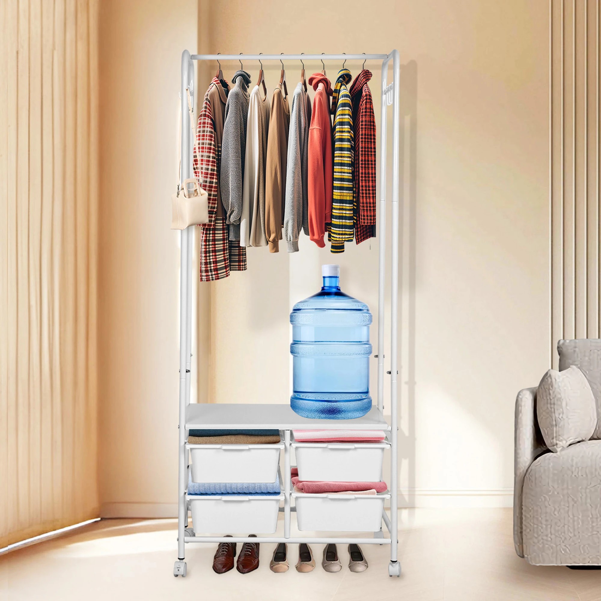 7 Levede Clothes Rack Stand Heavy Duty Steel Hanging Garment Organizer Coat 63cm, 7 of 9