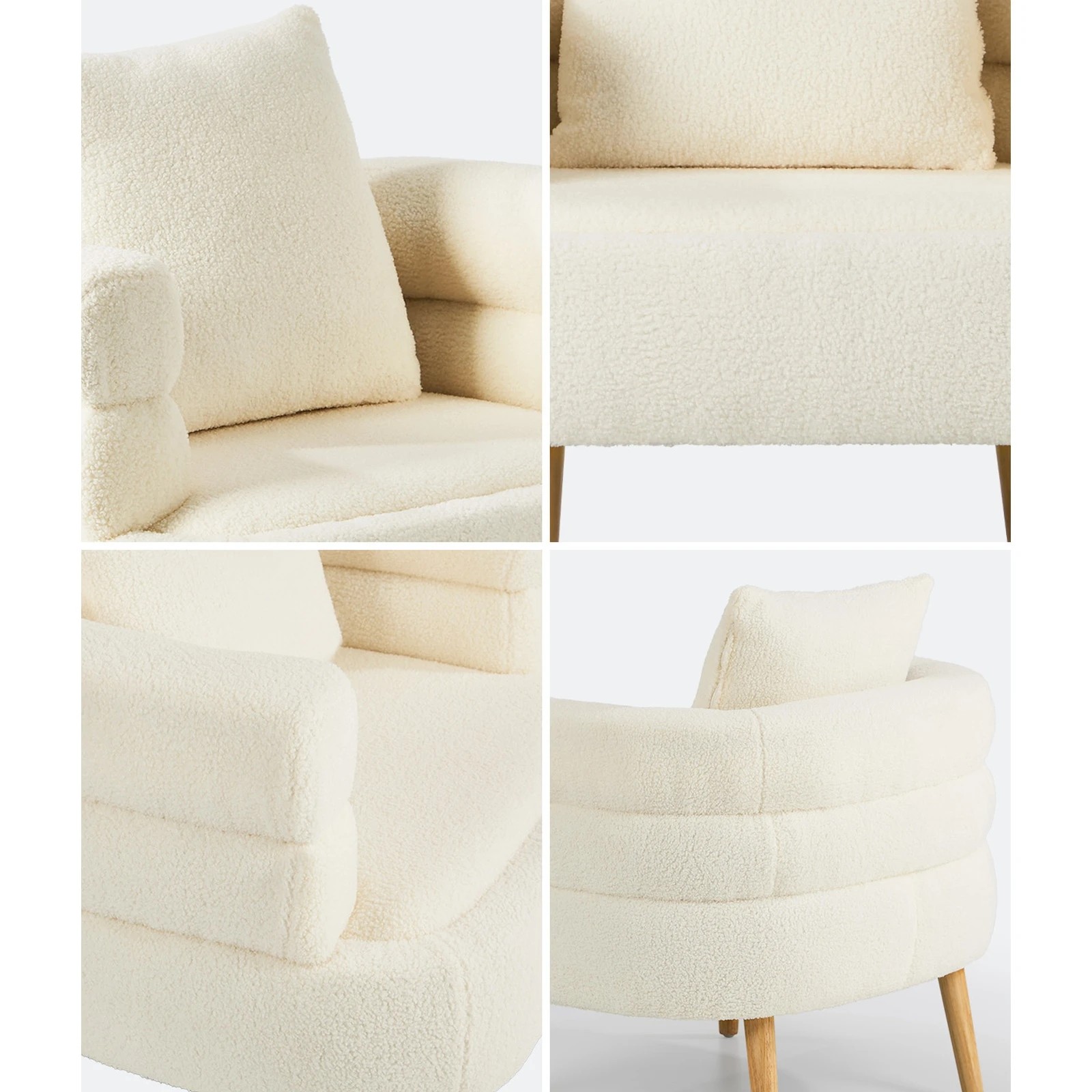 5 Oikiture Armchair Tub Chair Single Accent Armchairs Sofa Lounge Couch - White, 5 of 9