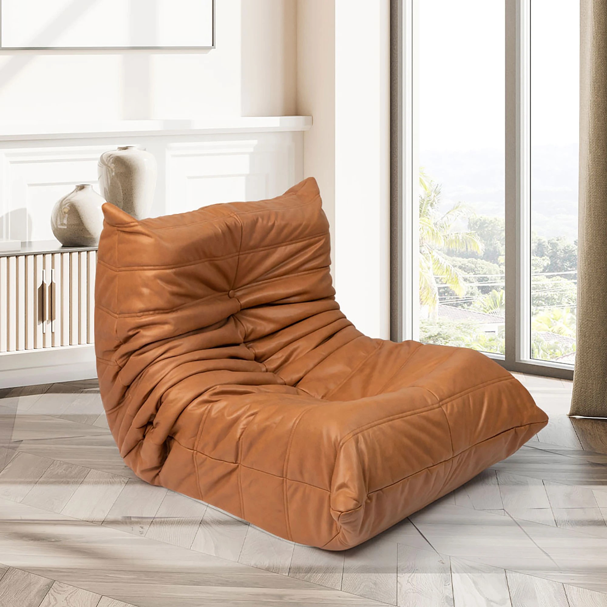 7 Levede Floor Sofa Accent Chair Lounge Lazy Couch Gaming Recliner Leather - Brown, 7 of 8