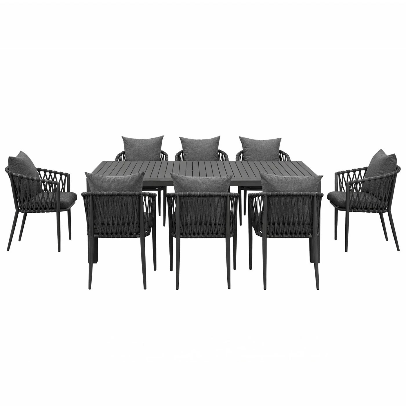 3 Moda Living La Perouse 9-Piece Charcoal Aluminium Outdoor Dining Set with Mornington Chairs - White, 3 of 10