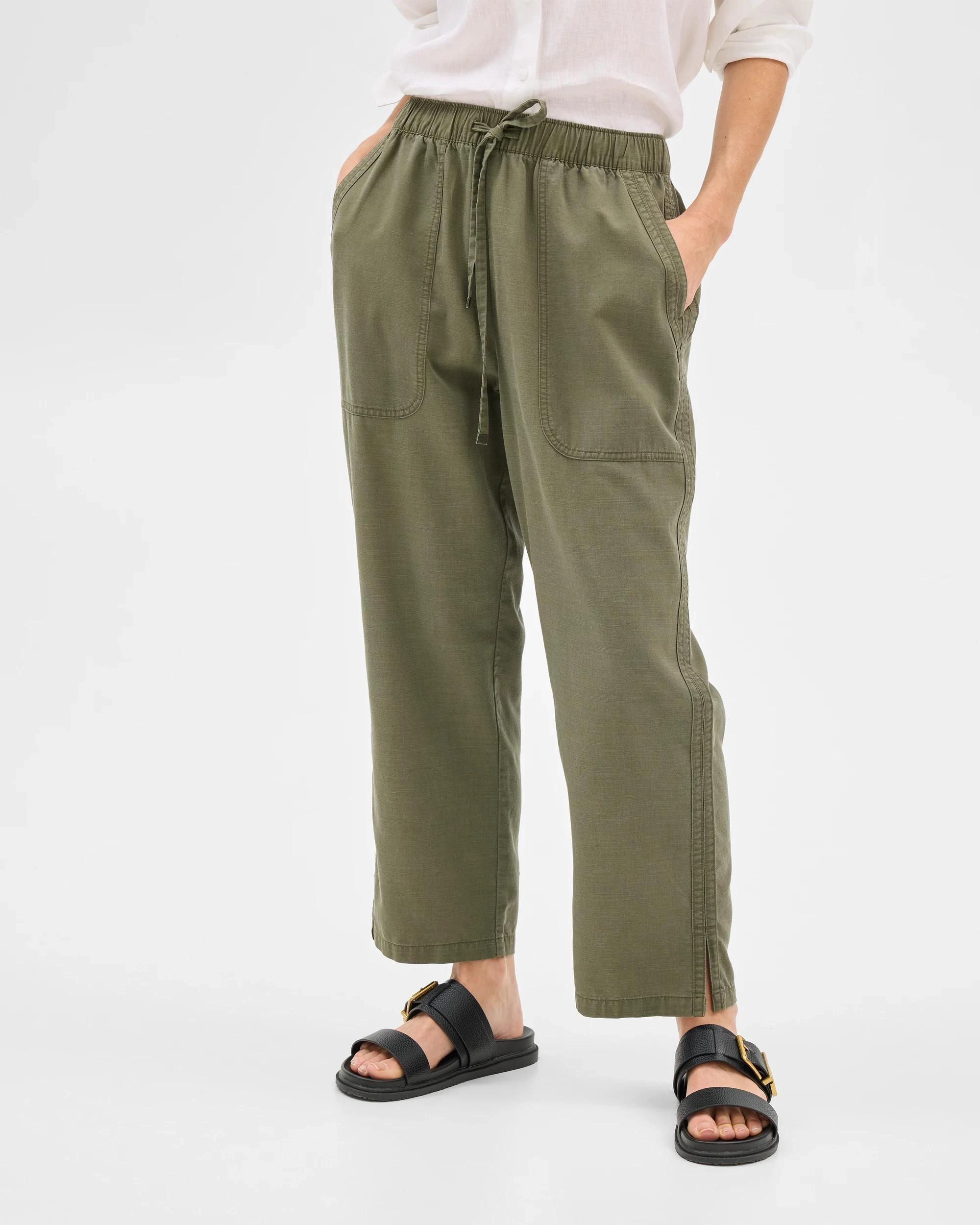 2 Target Straight Slub Pants ARMY GREEN, 2 of 6