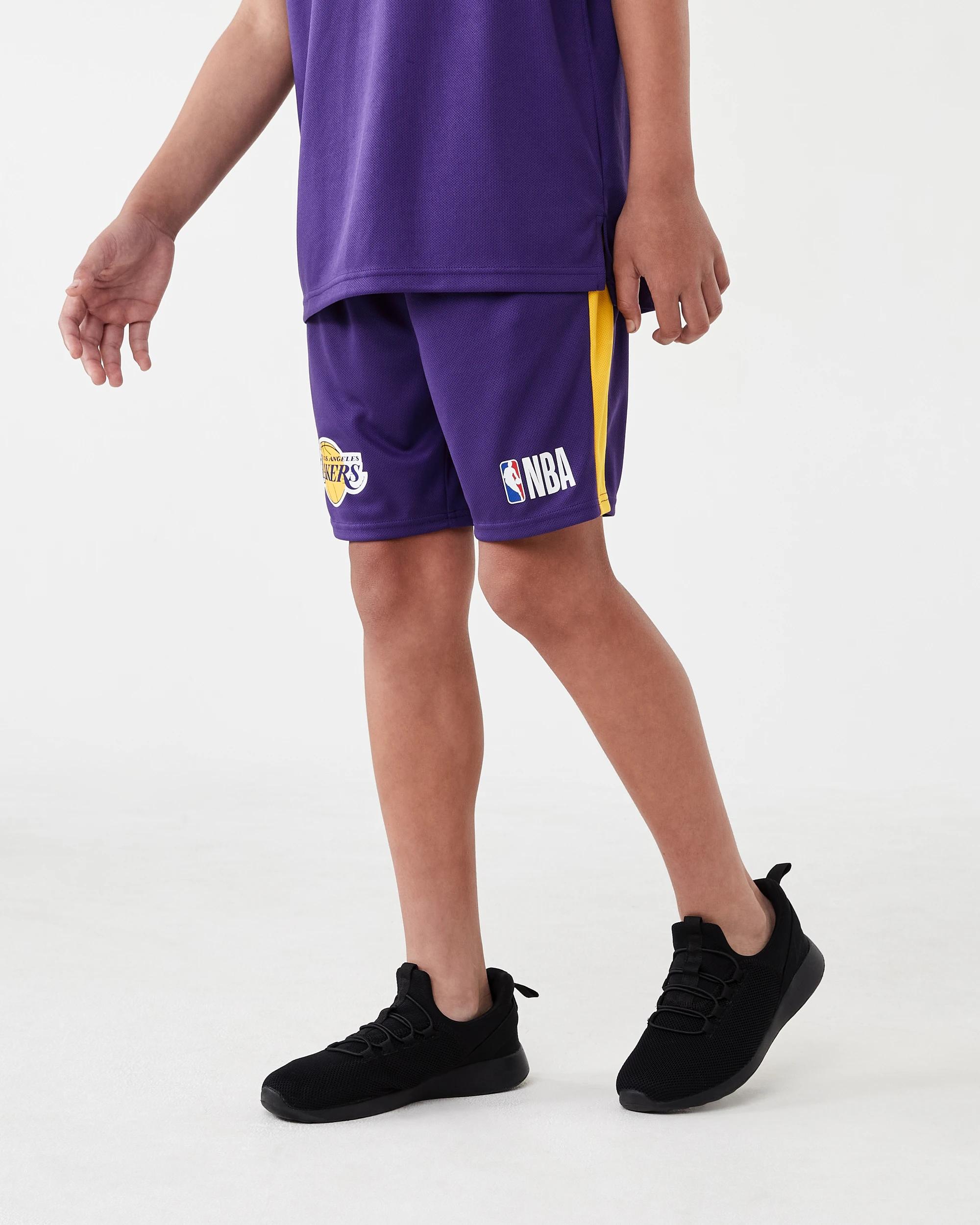 2 Official NBA Kids Mesh Shorts PURPLE LAKERS, 2 of 8