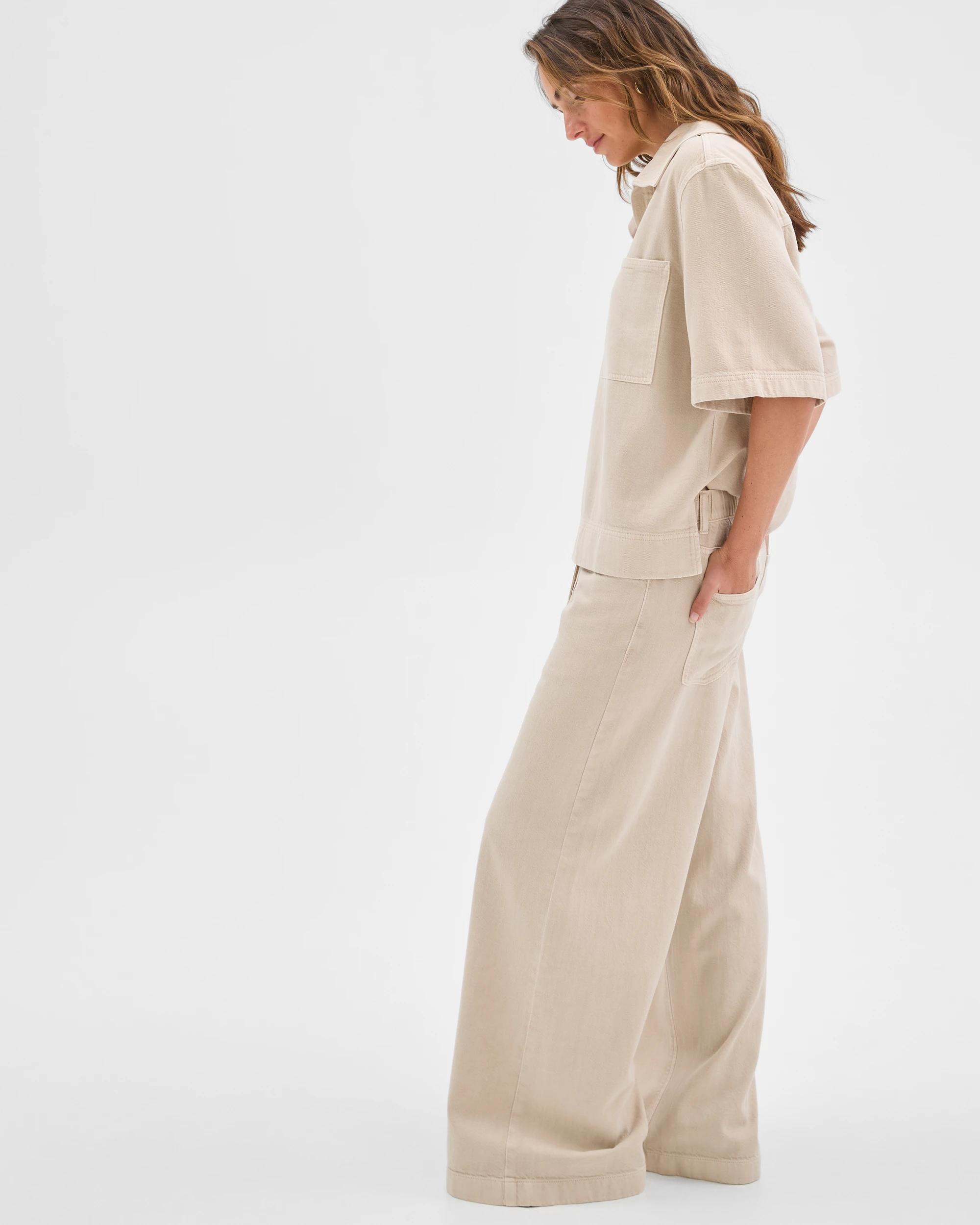 3 Target Denim AirLoom Pull On Wide Leg Denim Jeans WASHED SAND, 3 of 7