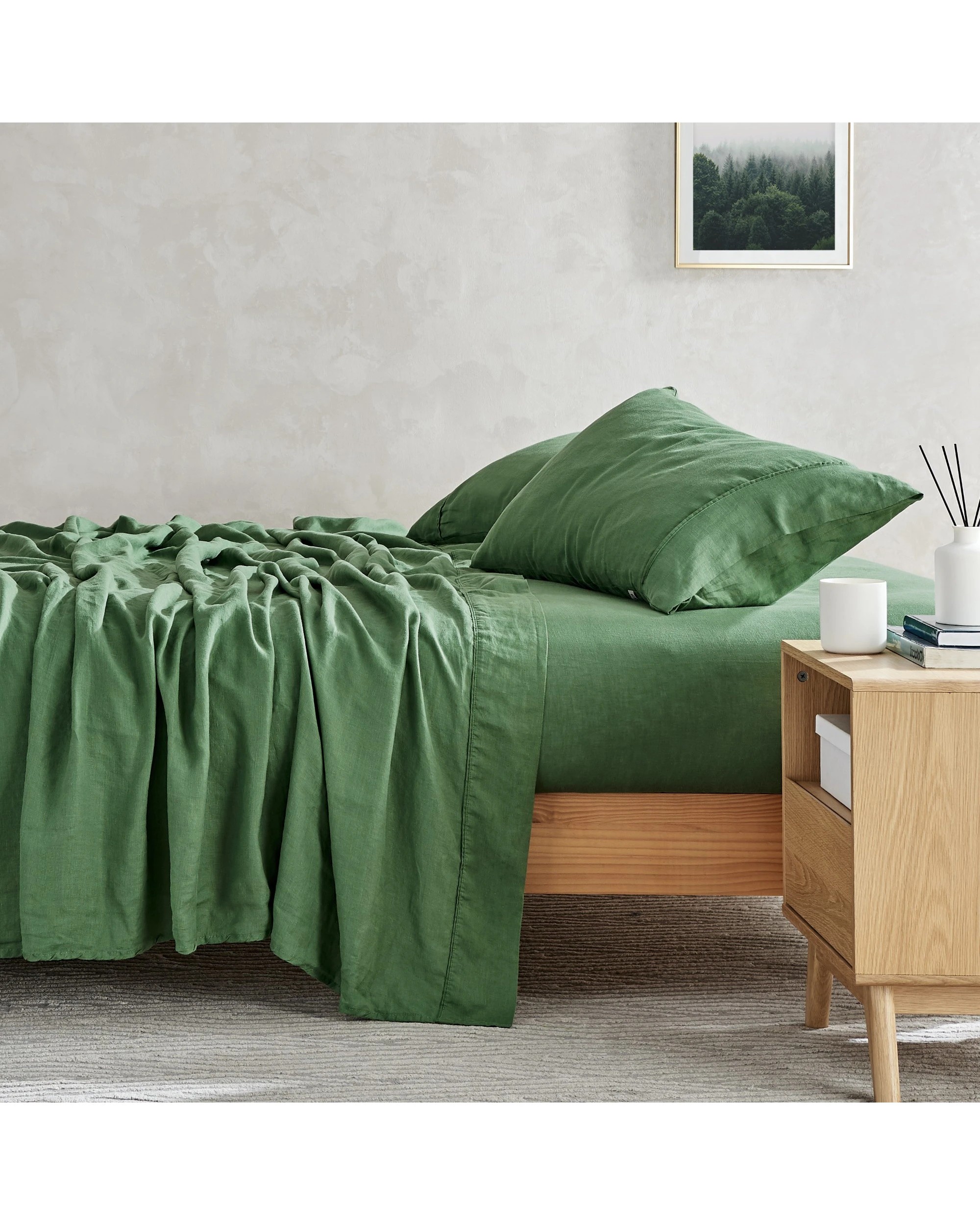 3 Natural Home 100% European Flax Linen Sheet Set - Single Bed - Olive, 3 of 9