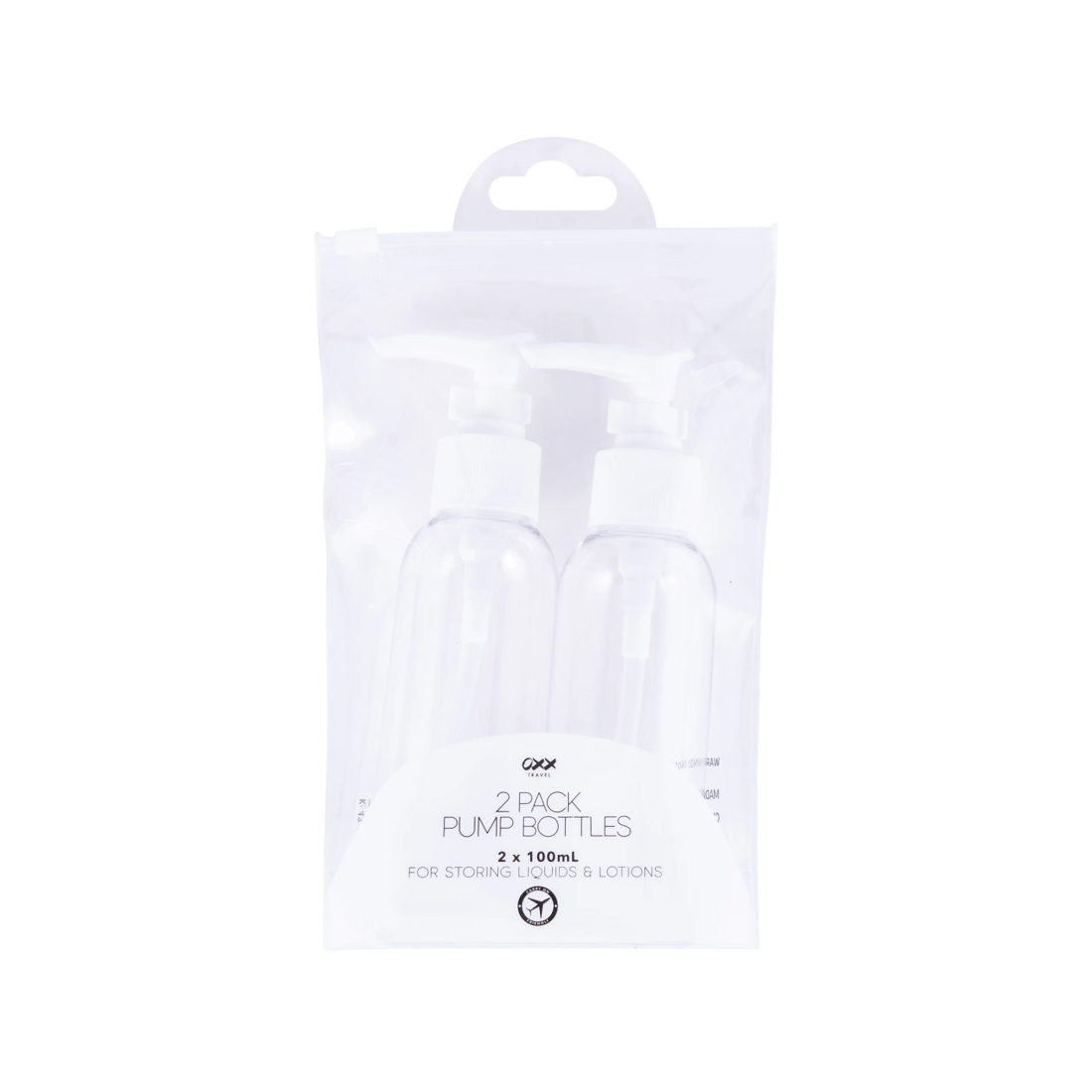 1 OXX Travel 2 Pack Pump Bottles - White and Clear, 1 of 9