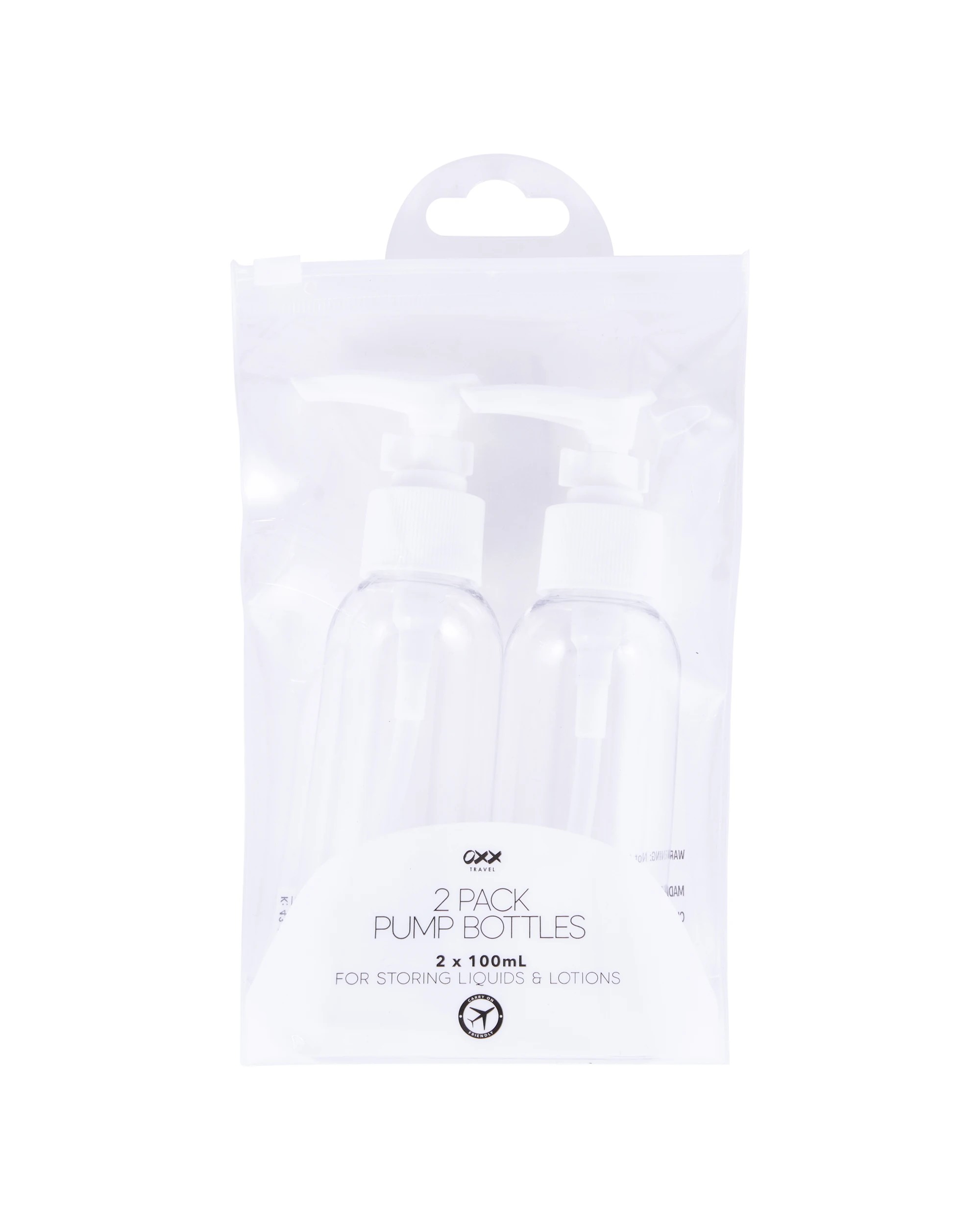 1 OXX Travel 2 Pack Pump Bottles - White and Clear, 1 of 9