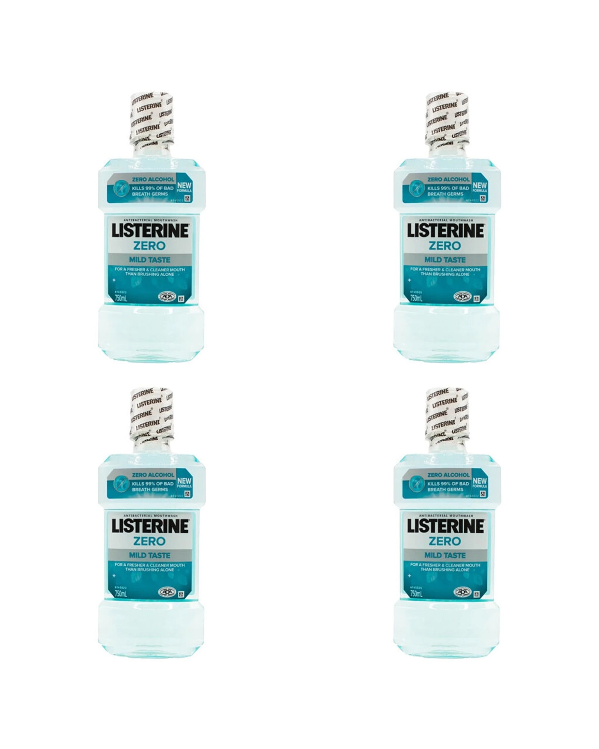 1 Listerine 4PK Antibacterial Mouthwash Mild Taste Zero Alcohol Free 750ml - Multi, 1 of 3