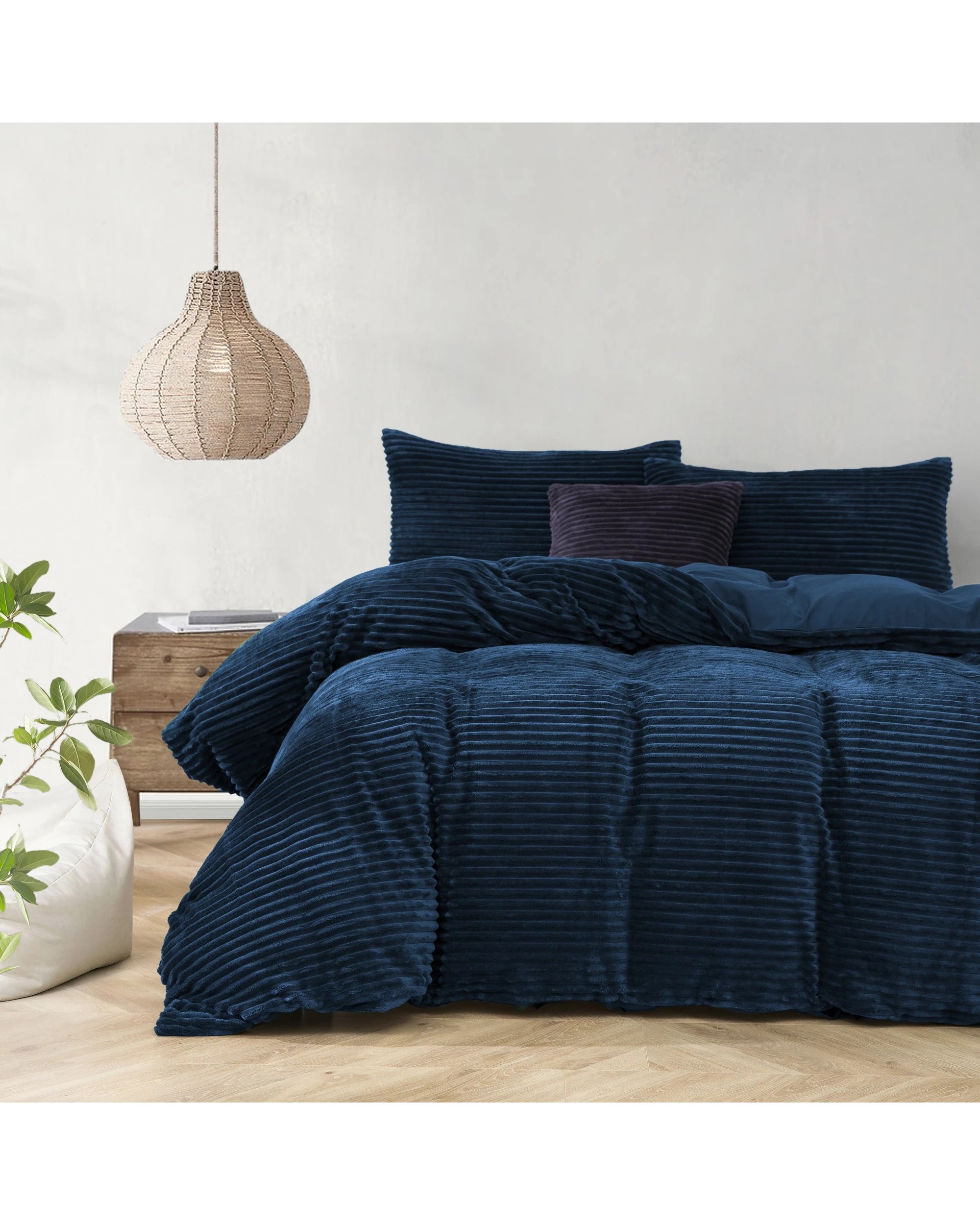 1 Dreamaker Signature Embossed Corduroy Fleece Quilt Cover Set - Single Bed - Teal, 1 of 8