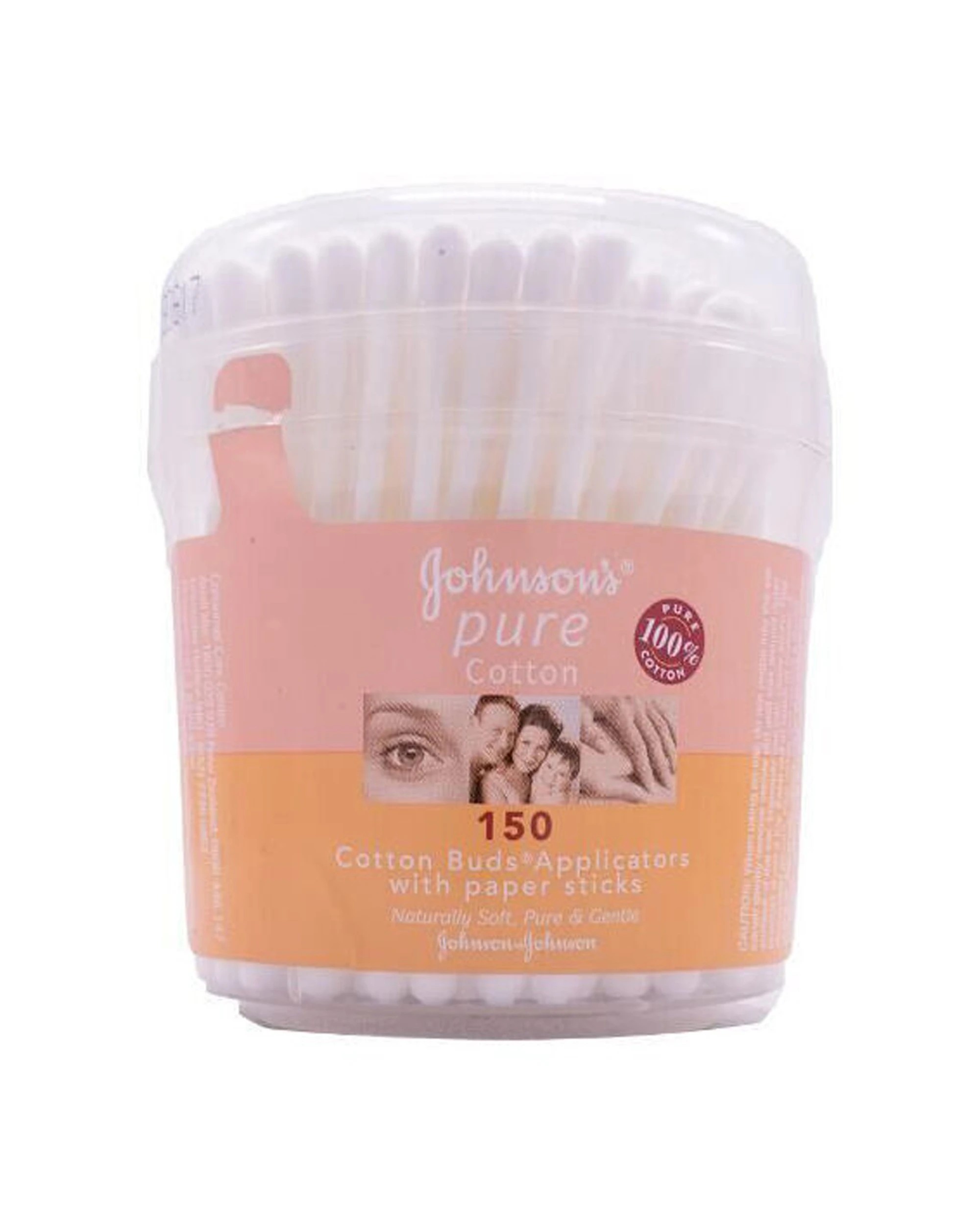 2 Johnson's 12x 150pc Pure Cotton Buds Applicator With Paper Sticks Care - White, 2 of 2